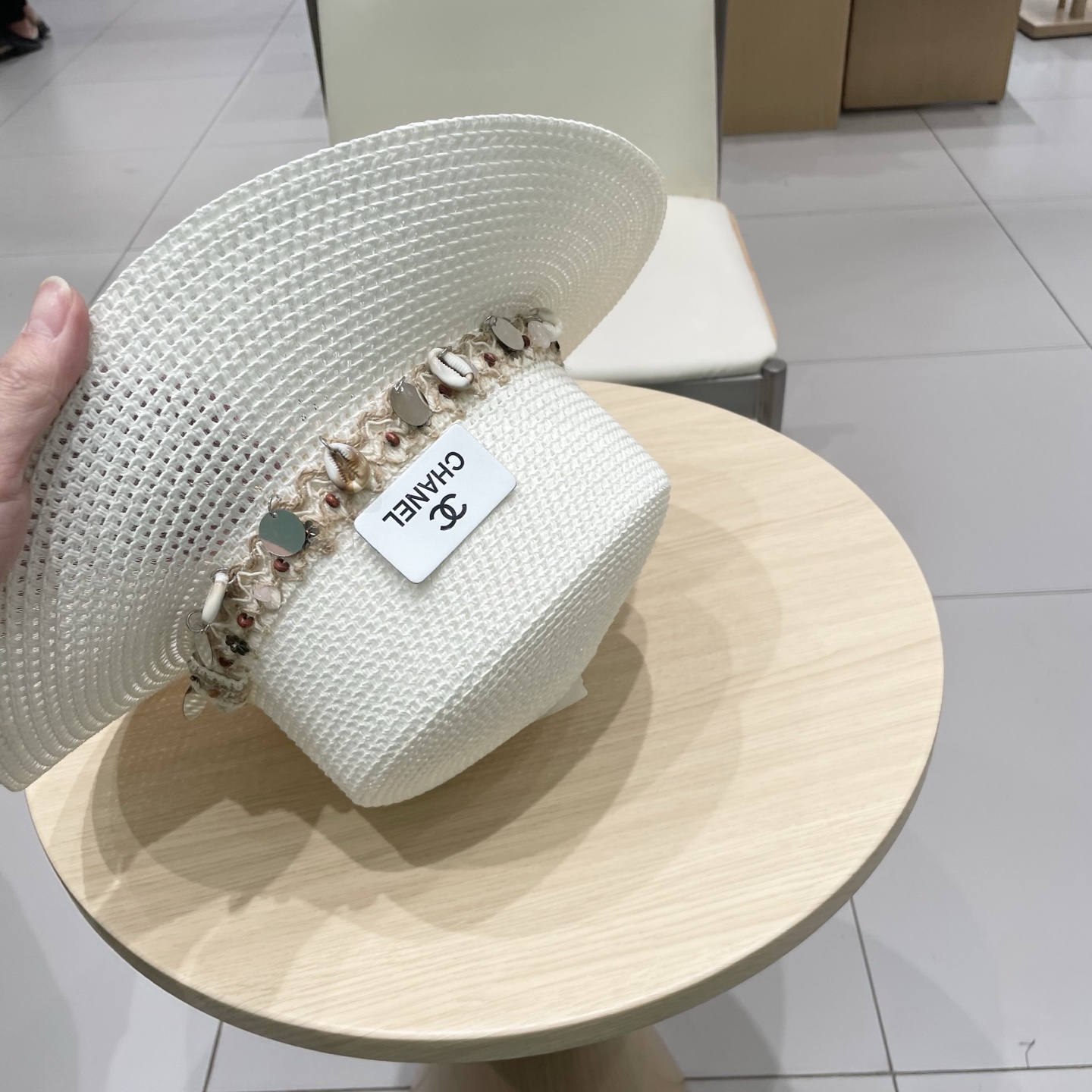 Chanel香奈儿平顶草帽，礼帽，头围57cm​