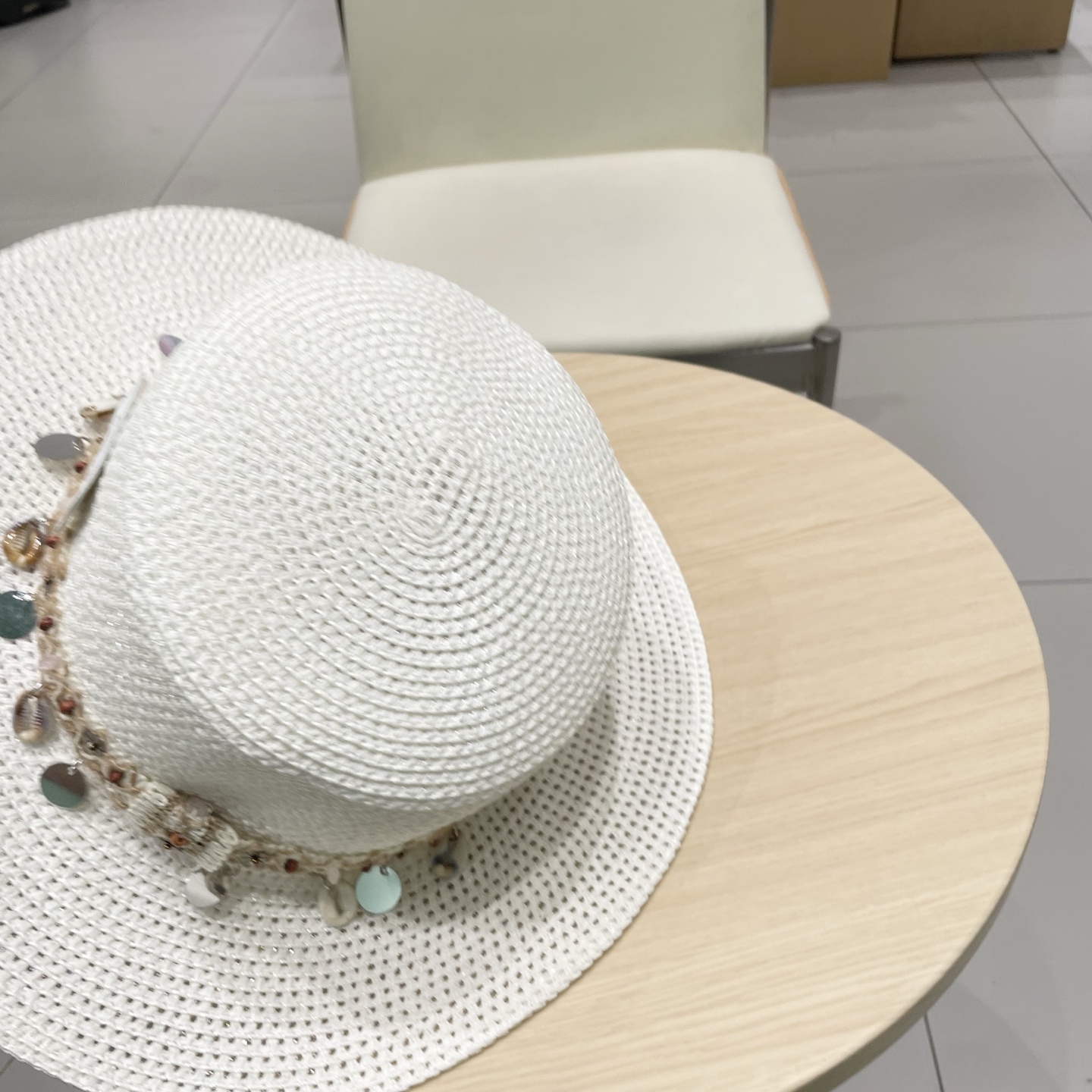 Chanel香奈儿平顶草帽，礼帽，头围57cm​
