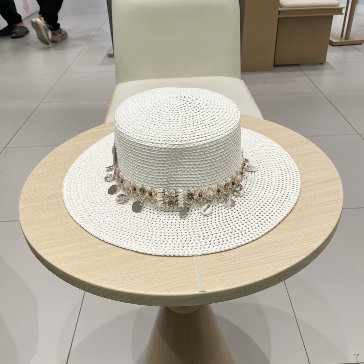 Chanel香奈儿平顶草帽，礼帽，头围57cm​