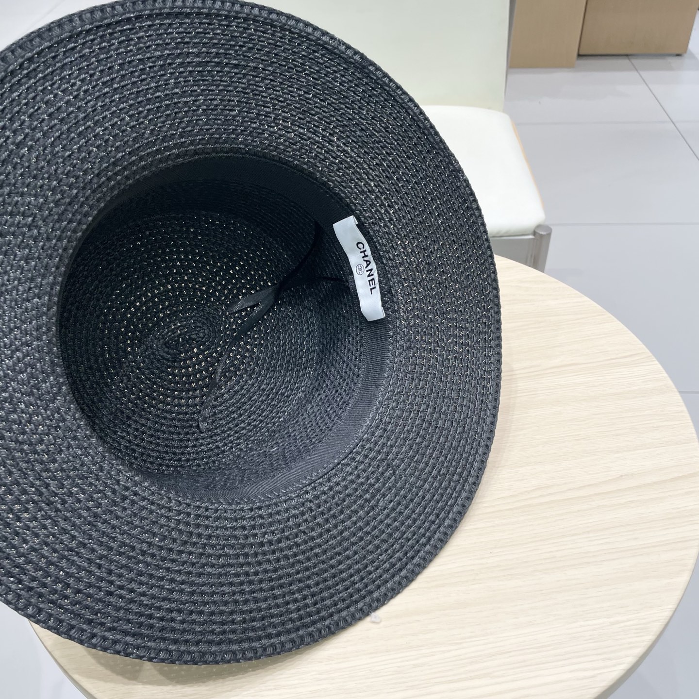Chanel香奈儿平顶草帽，礼帽，头围57cm​