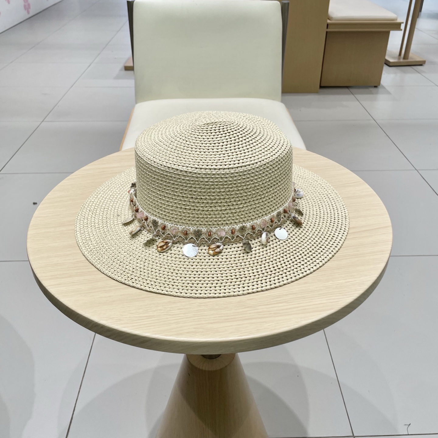 Chanel香奈儿平顶草帽，礼帽，头围57cm​