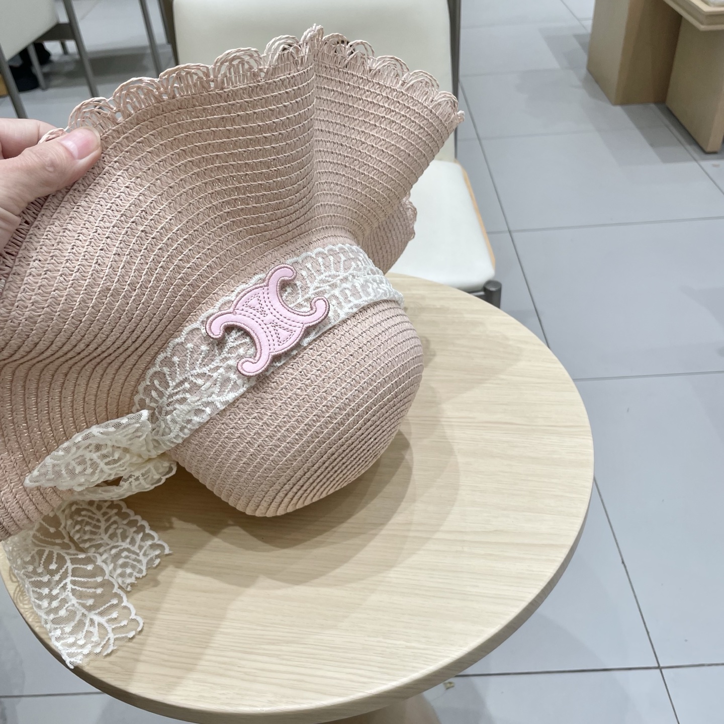  celine塞琳蕾丝蝴蝶结草帽女夏季甜美出游海边度假太阳帽大檐防晒遮阳帽