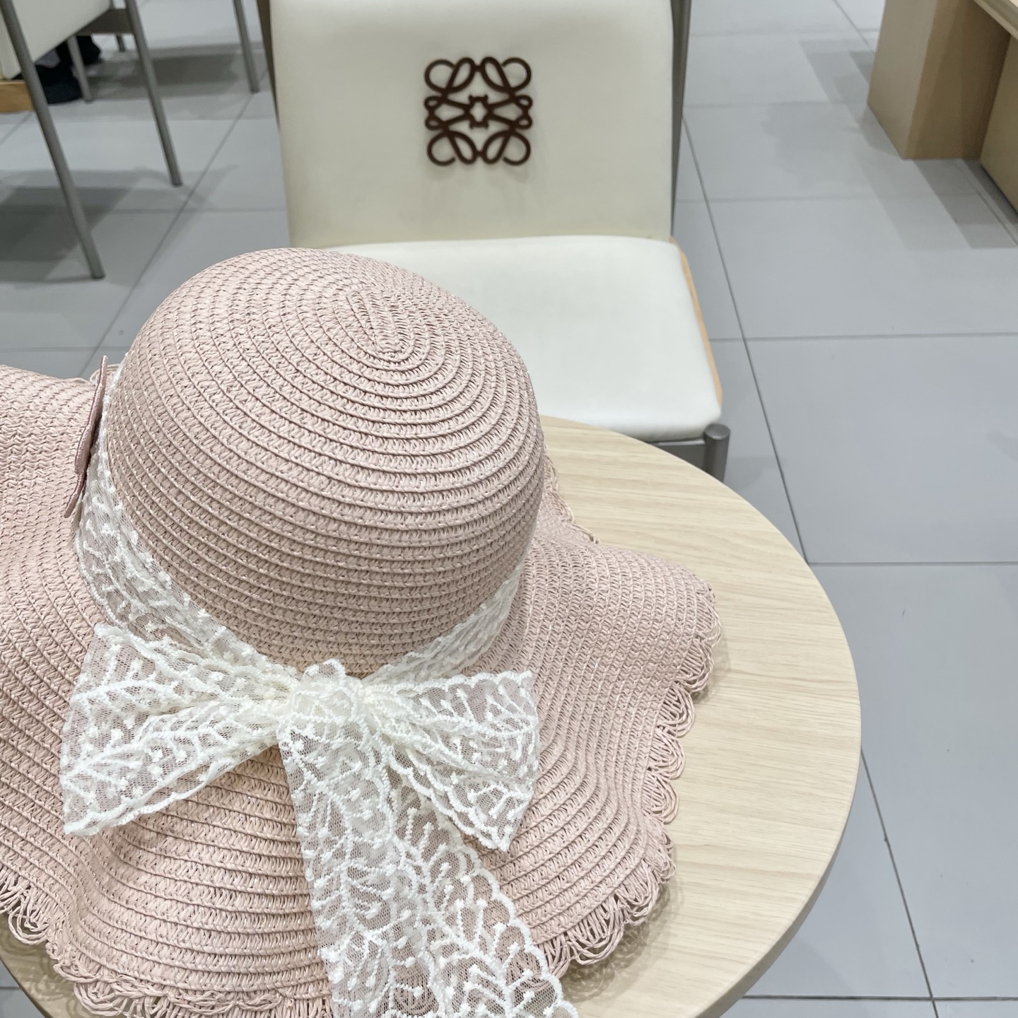  celine塞琳蕾丝蝴蝶结草帽女夏季甜美出游海边度假太阳帽大檐防晒遮阳帽