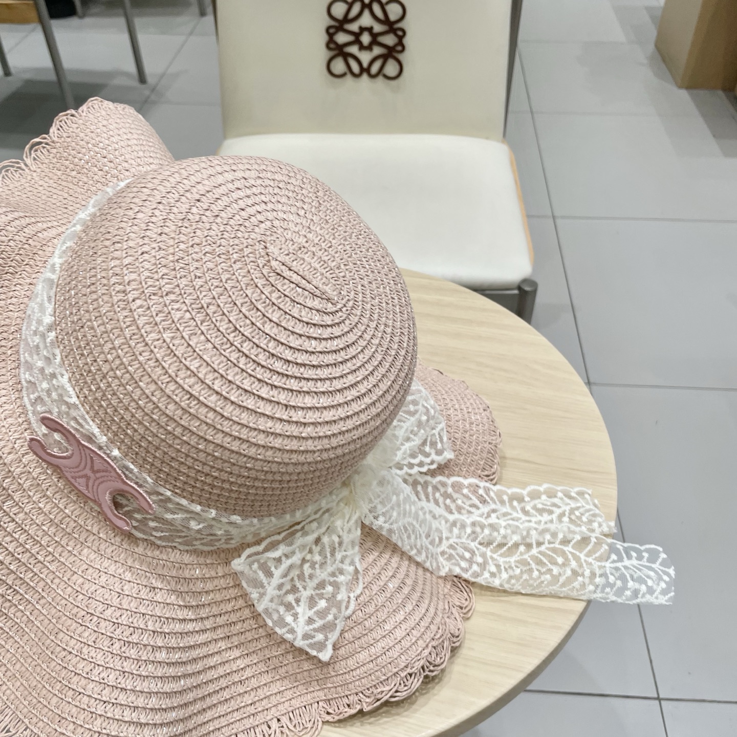  celine塞琳蕾丝蝴蝶结草帽女夏季甜美出游海边度假太阳帽大檐防晒遮阳帽