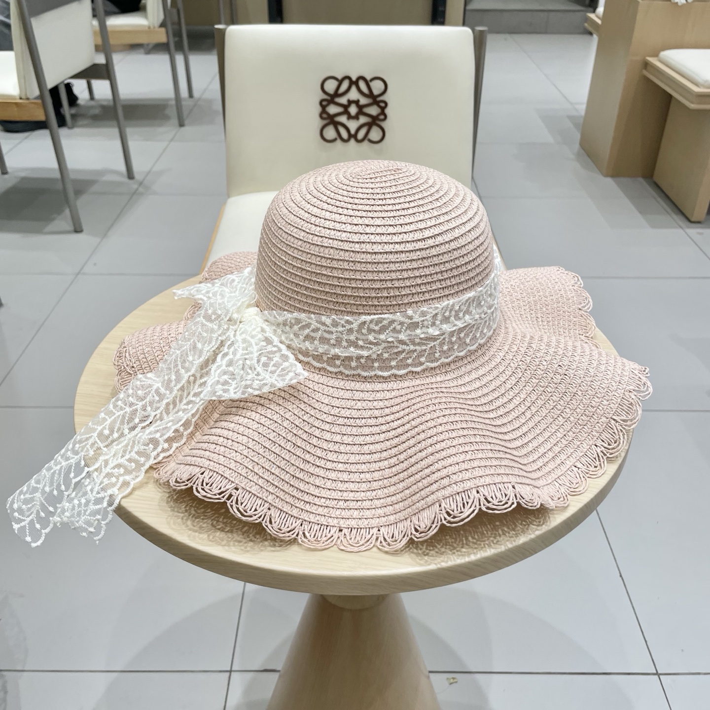  celine塞琳蕾丝蝴蝶结草帽女夏季甜美出游海边度假太阳帽大檐防晒遮阳帽