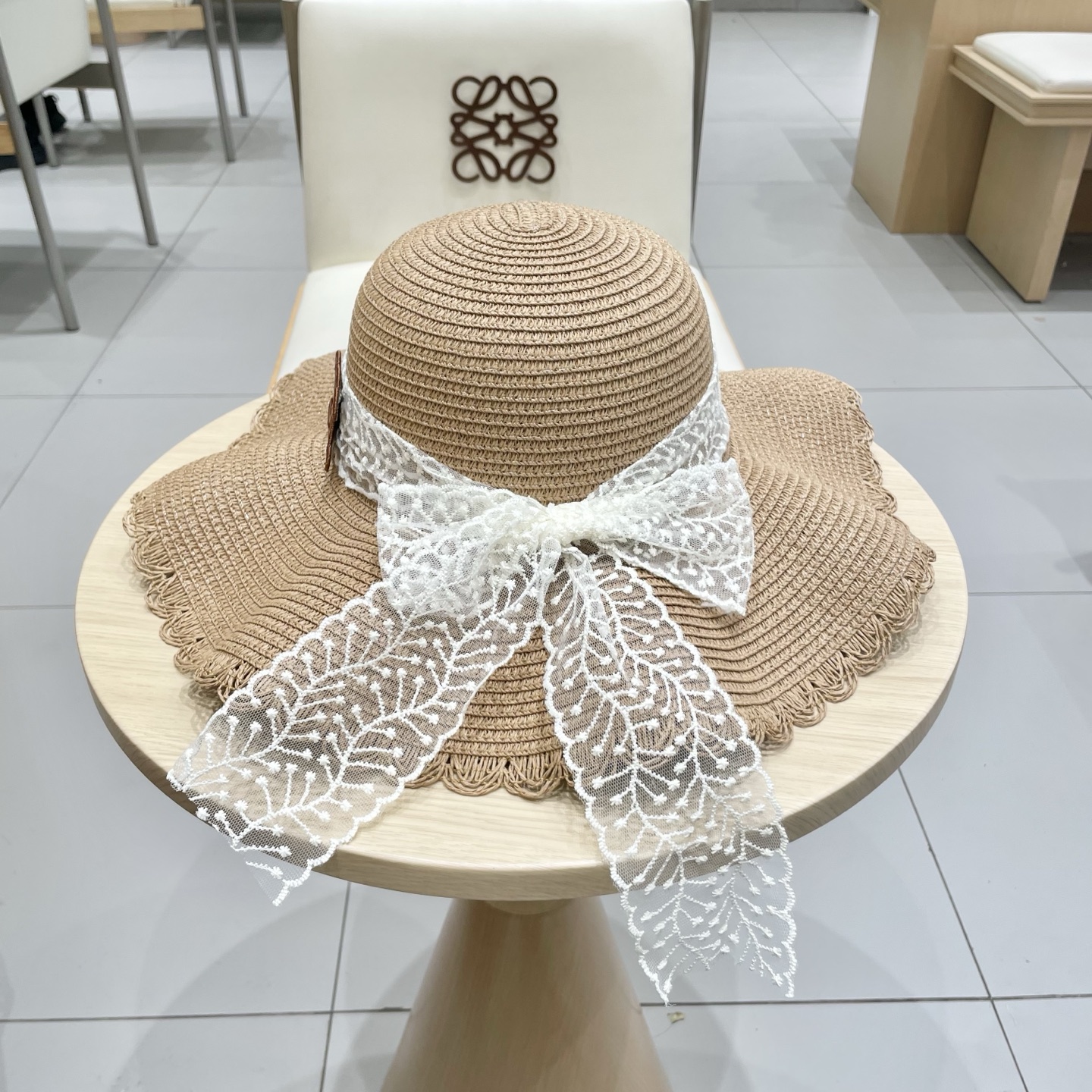  celine塞琳蕾丝蝴蝶结草帽女夏季甜美出游海边度假太阳帽大檐防晒遮阳帽