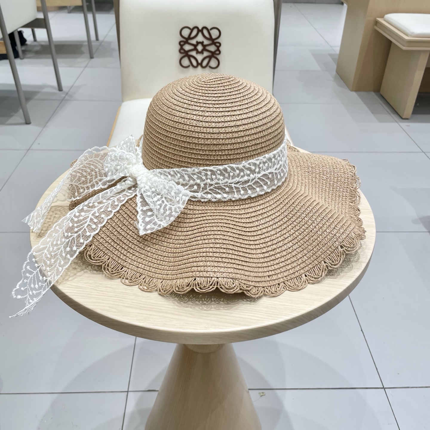  celine塞琳蕾丝蝴蝶结草帽女夏季甜美出游海边度假太阳帽大檐防晒遮阳帽