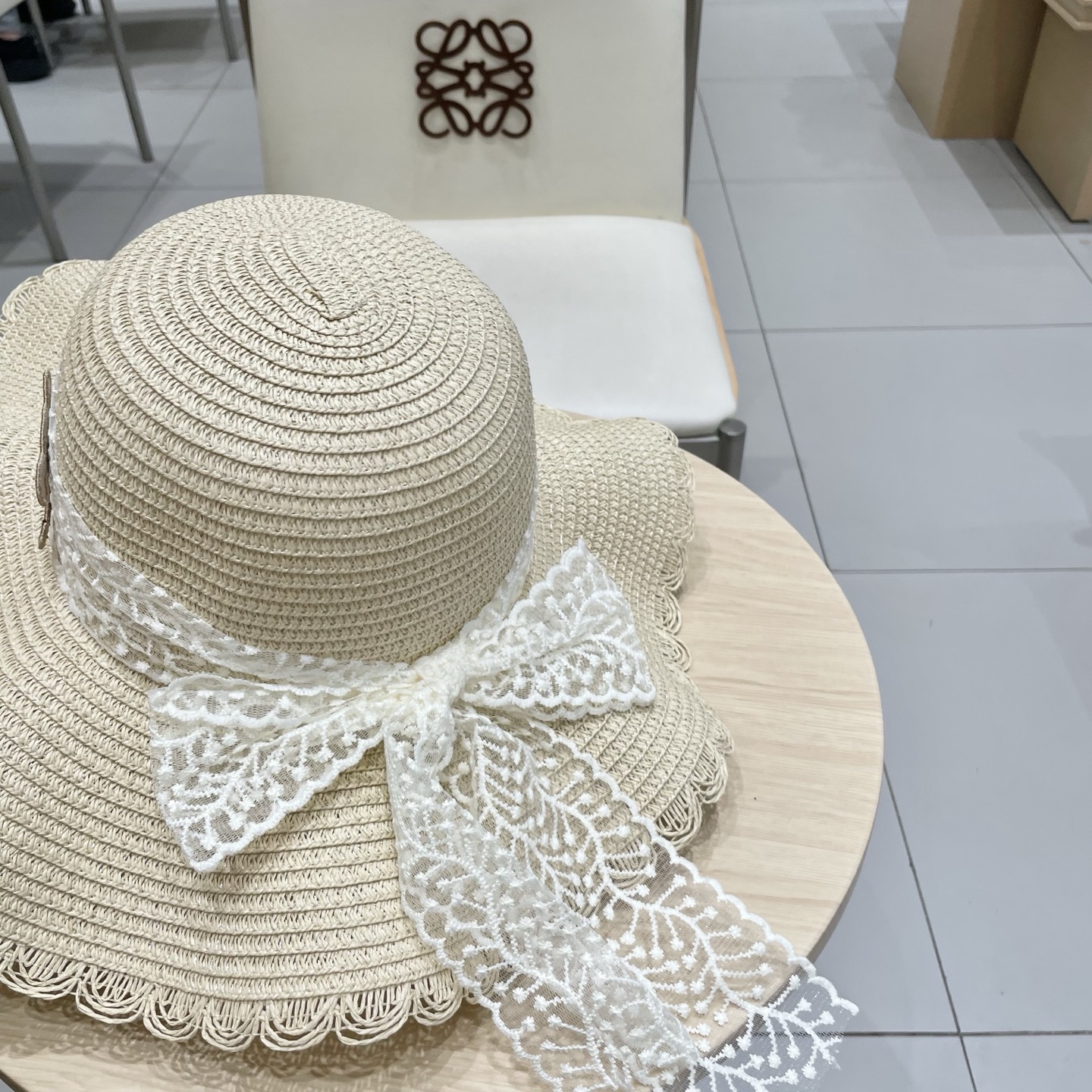  celine塞琳蕾丝蝴蝶结草帽女夏季甜美出游海边度假太阳帽大檐防晒遮阳帽