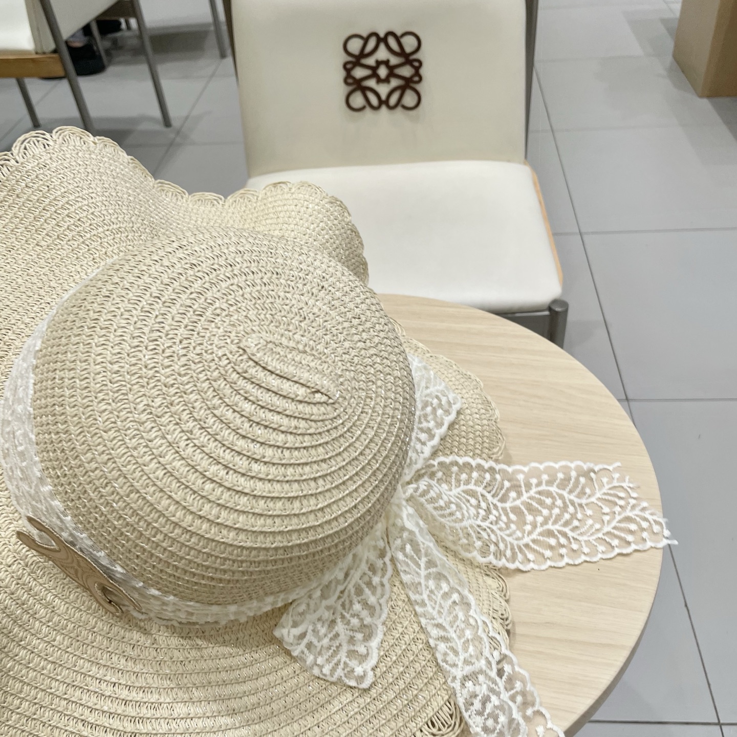  celine塞琳蕾丝蝴蝶结草帽女夏季甜美出游海边度假太阳帽大檐防晒遮阳帽