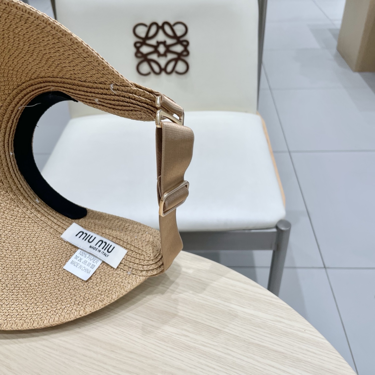 缪缪miumiu女夏天珍珠帽子空顶草帽女新款防晒春夏季度假沙滩新款无顶遮阳帽