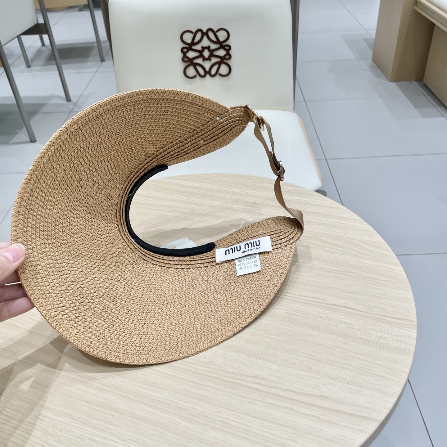 缪缪miumiu女夏天珍珠帽子空顶草帽女新款防晒春夏季度假沙滩新款无顶遮阳帽