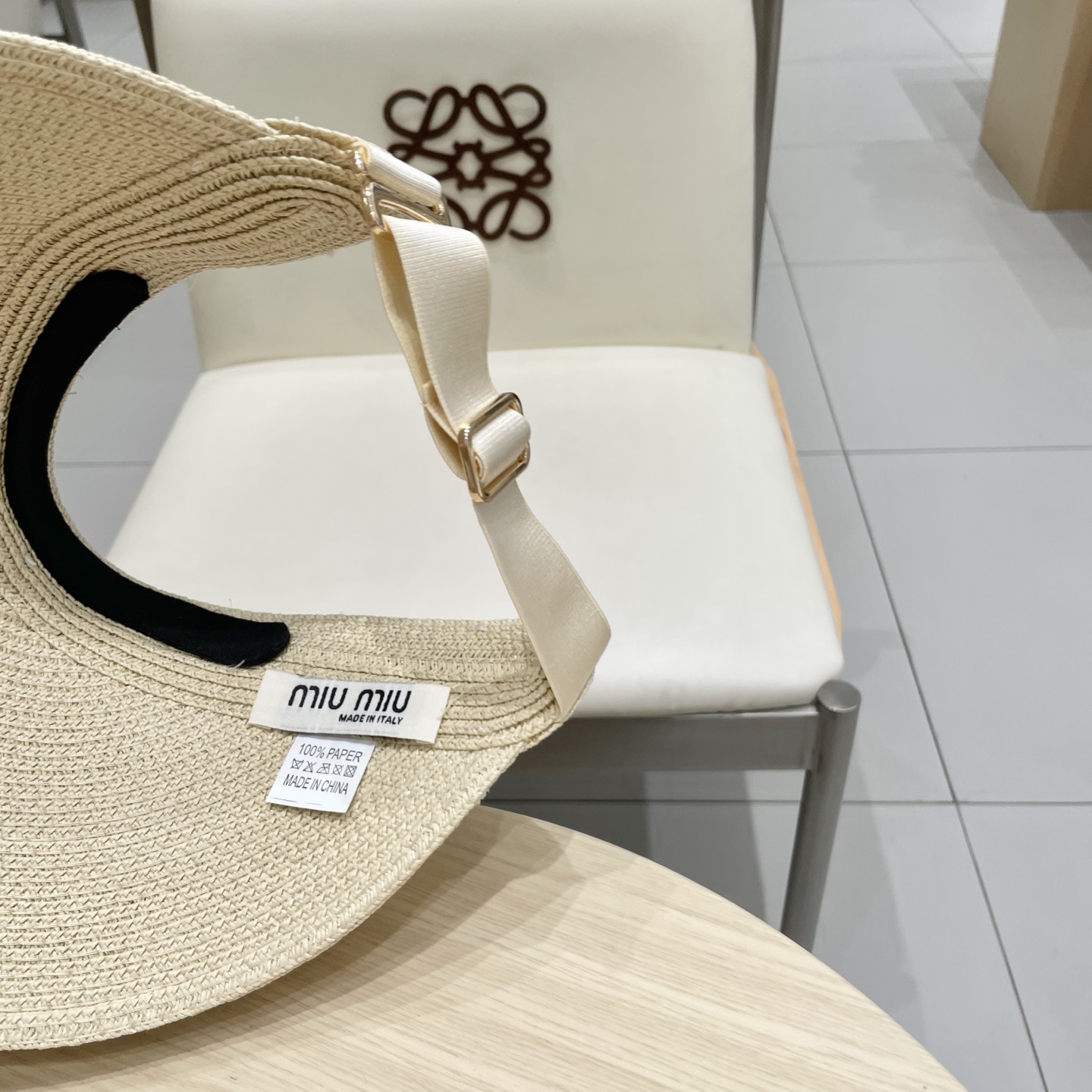 缪缪miumiu女夏天珍珠帽子空顶草帽女新款防晒春夏季度假沙滩新款无顶遮阳帽