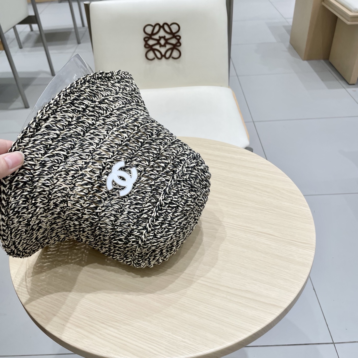  Chanel香奈儿渔夫帽，针织手抓帽，头围57cm