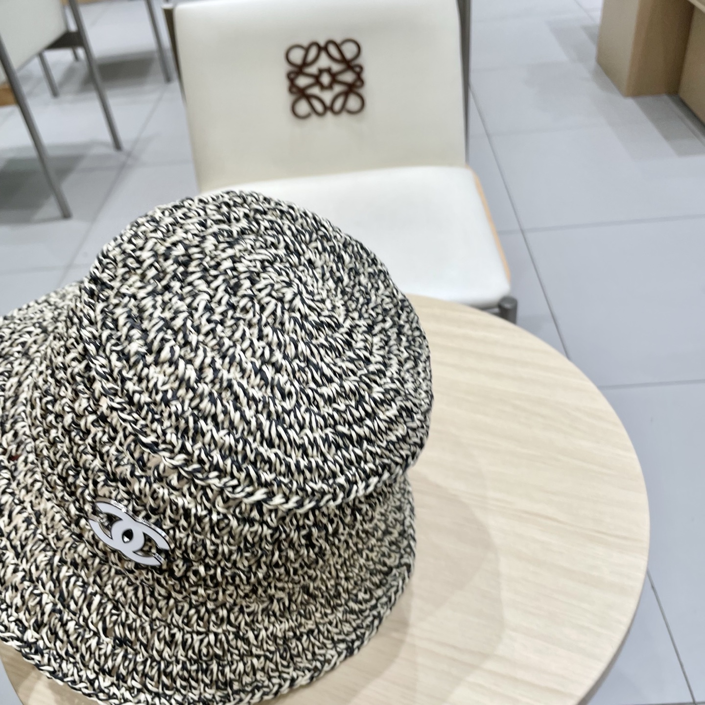  Chanel香奈儿渔夫帽，针织手抓帽，头围57cm