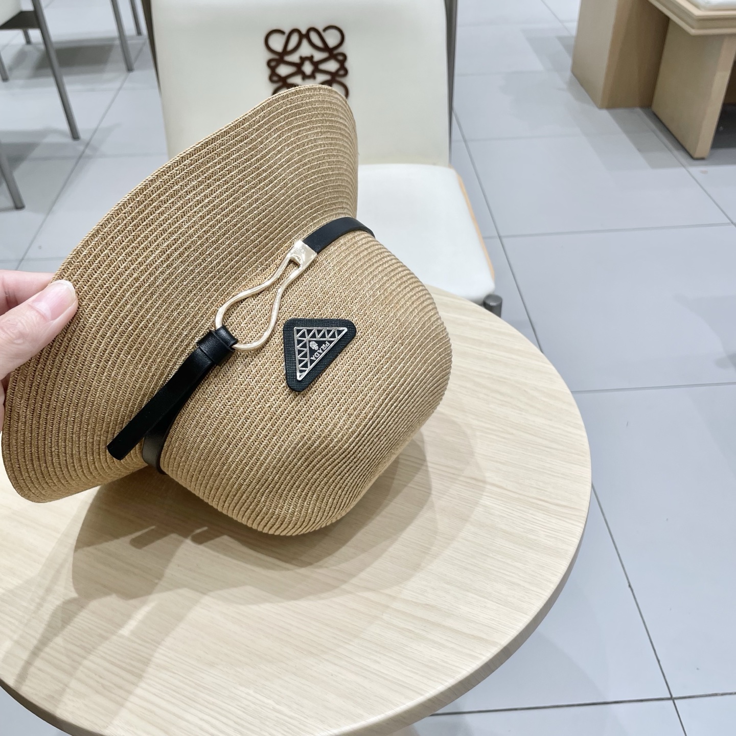  PRADA草帽，细草制作，可折叠，头围57cm