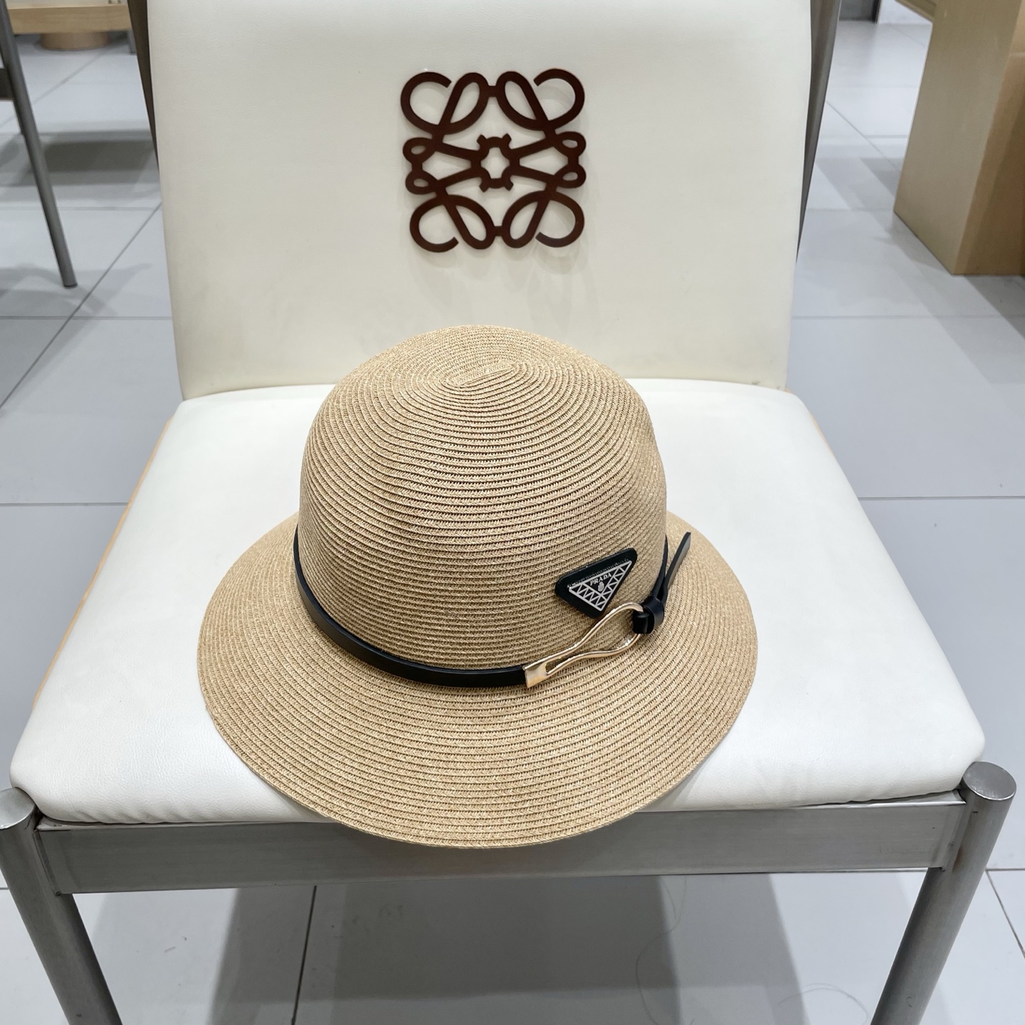  PRADA草帽，细草制作，可折叠，头围57cm