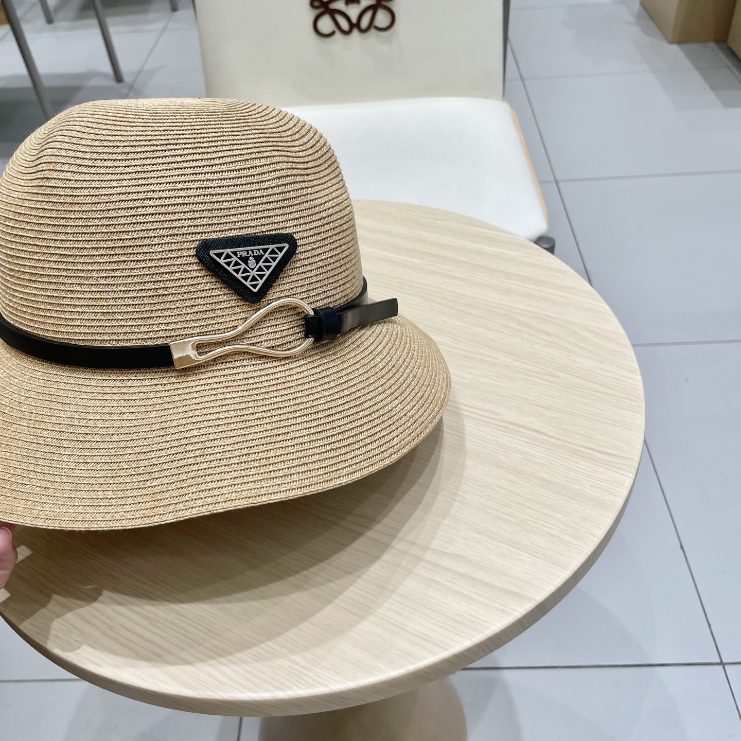  PRADA草帽，细草制作，可折叠，头围57cm