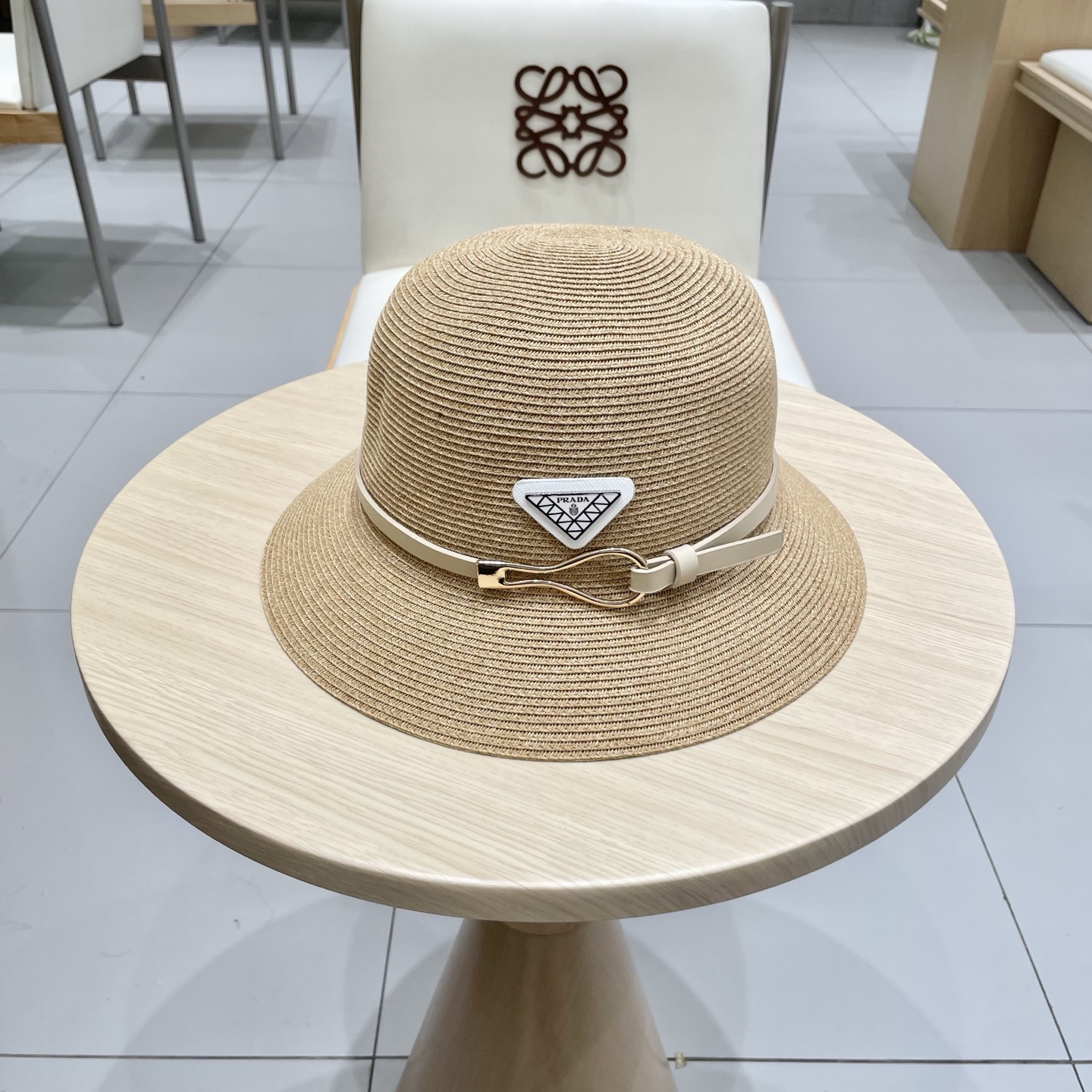  PRADA草帽，细草制作，可折叠，头围57cm