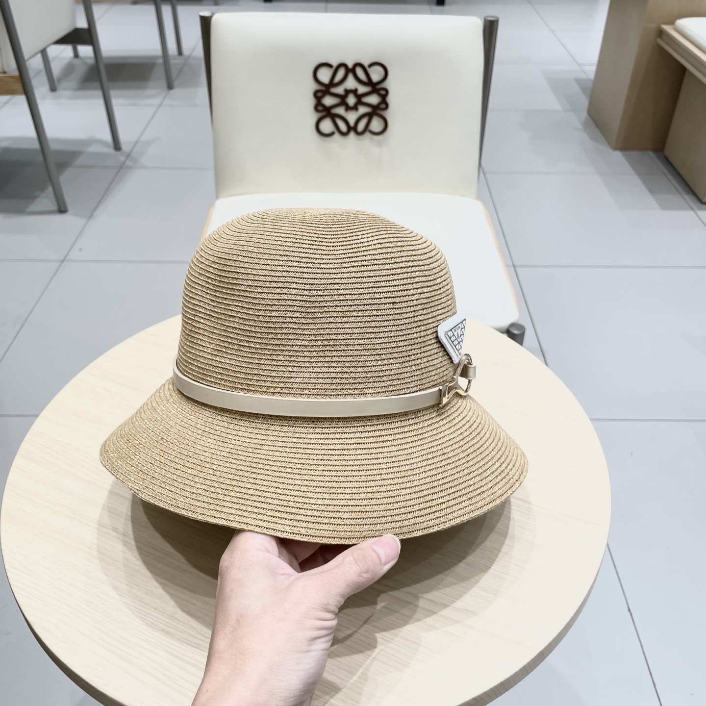  PRADA草帽，细草制作，可折叠，头围57cm