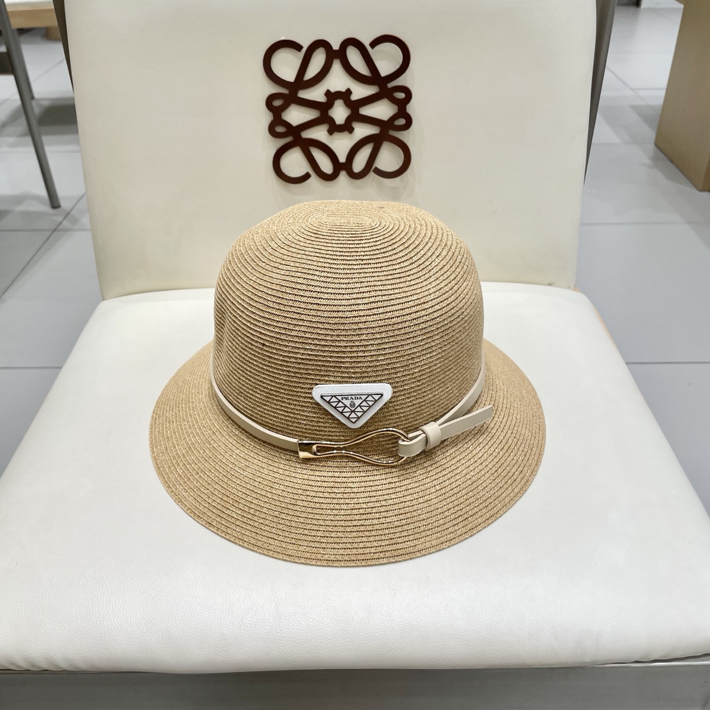  PRADA草帽，细草制作，可折叠，头围57cm