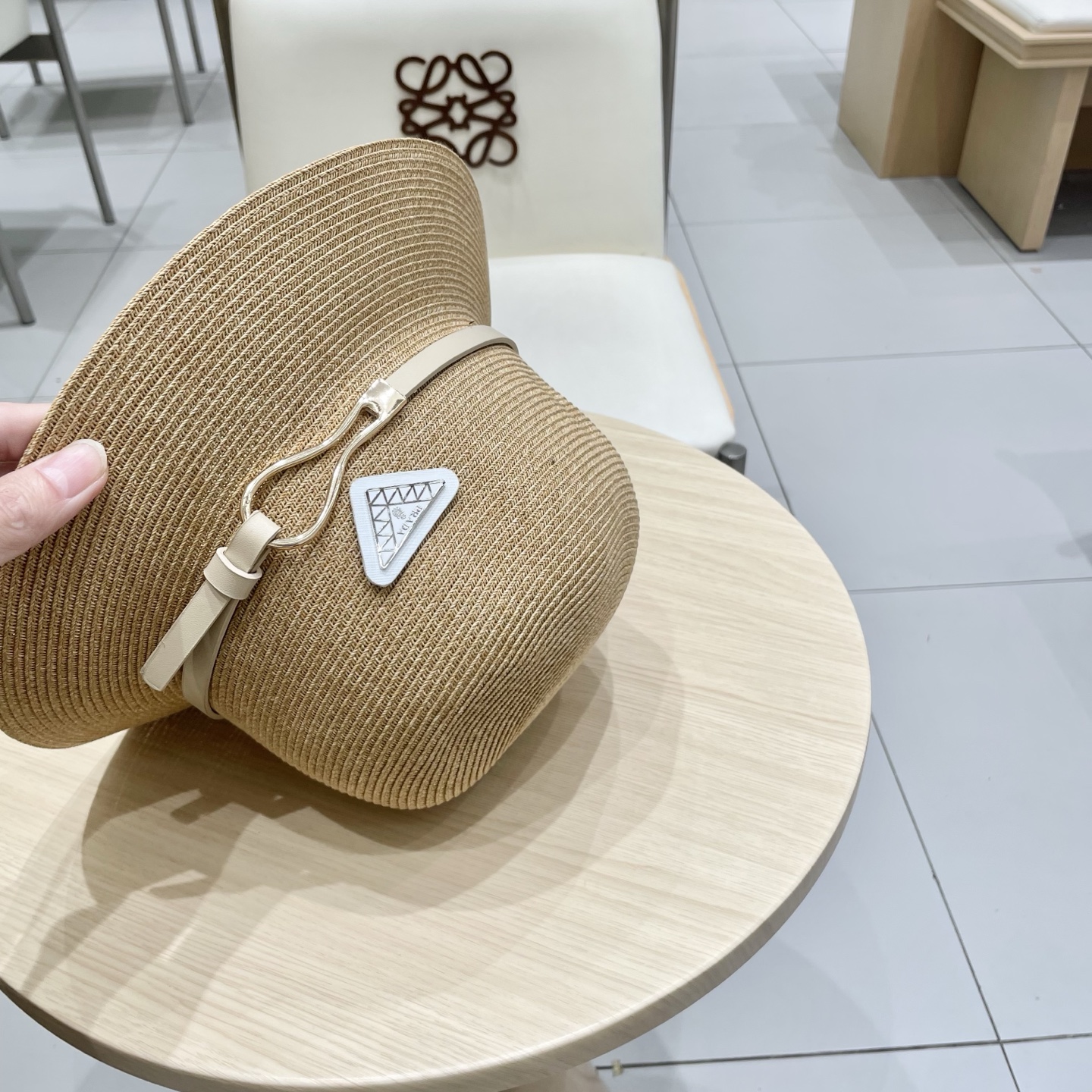  PRADA草帽，细草制作，可折叠，头围57cm