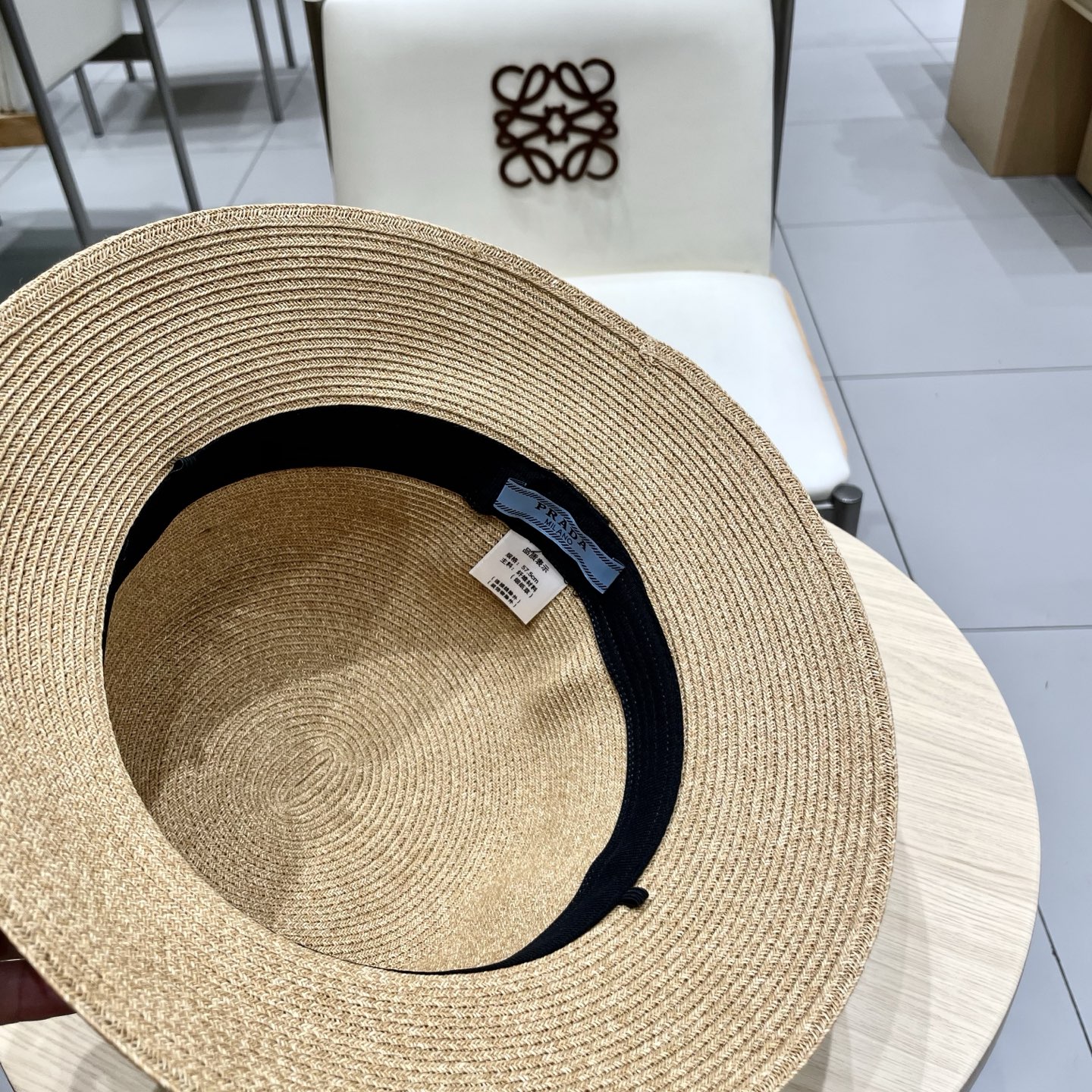  PRADA草帽，细草制作，可折叠，头围57cm