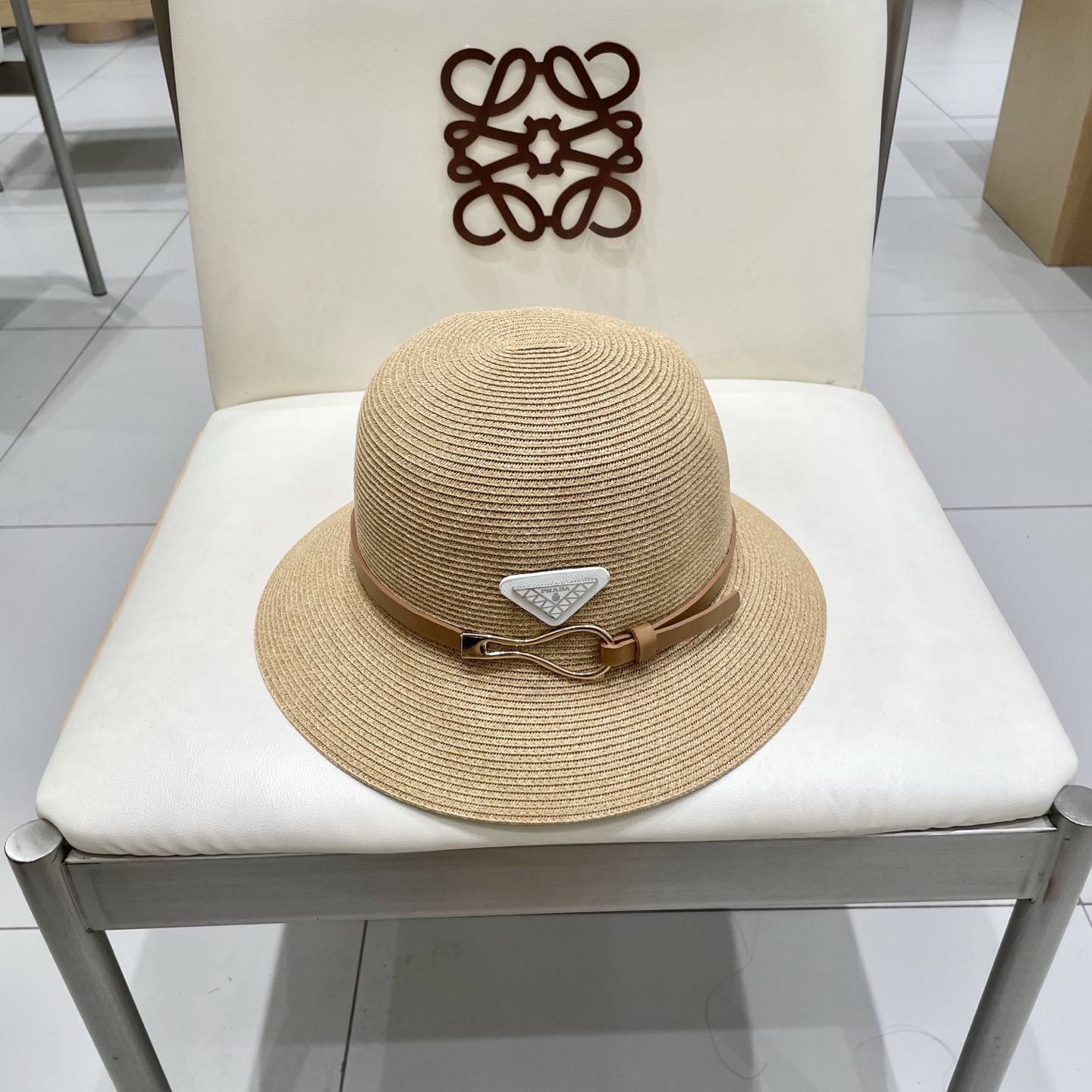  PRADA草帽，细草制作，可折叠，头围57cm