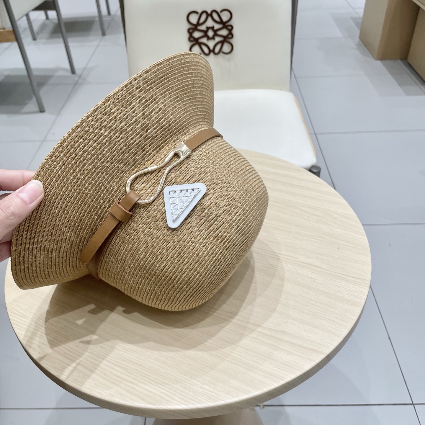  PRADA草帽，细草制作，可折叠，头围57cm