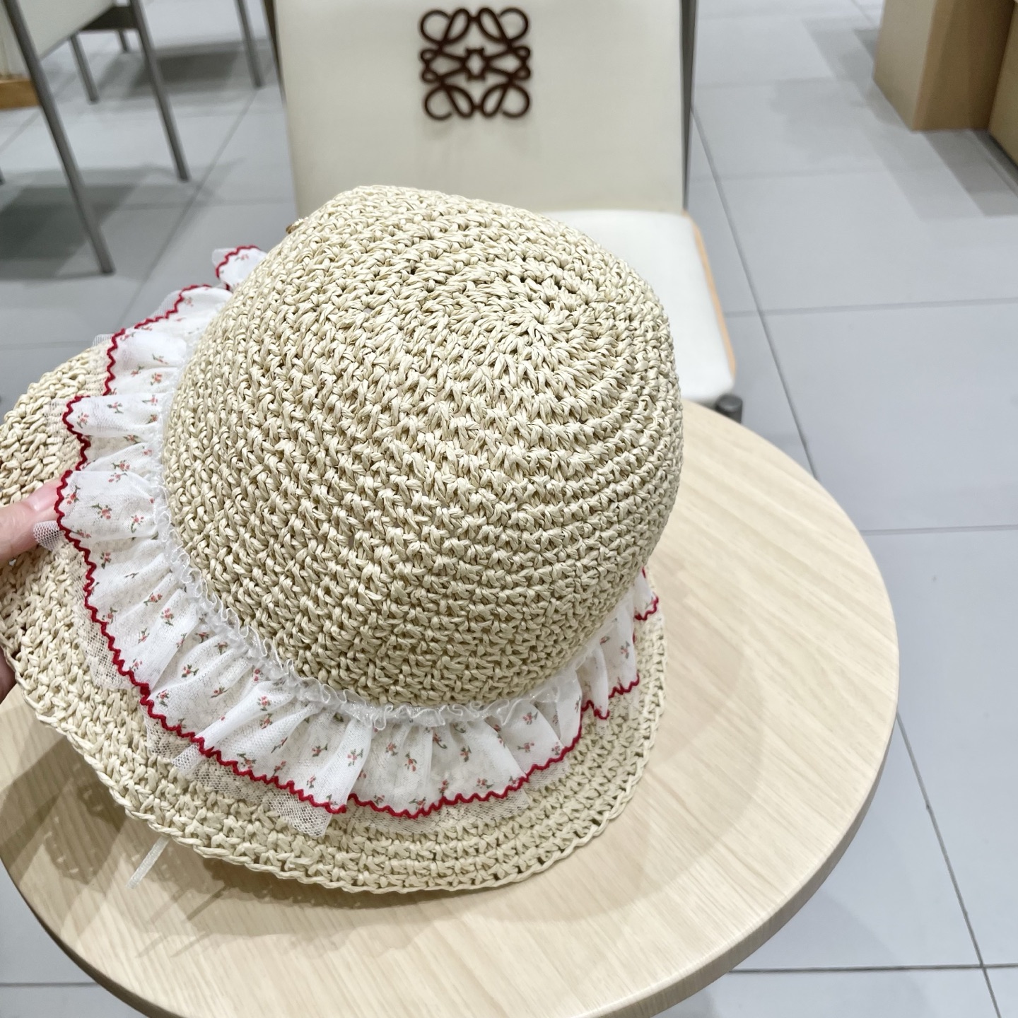  chanel香奈儿蝴蝶结蕾丝边草帽女夏季镂空ins风防晒渔夫帽海边沙滩遮阳太阳帽