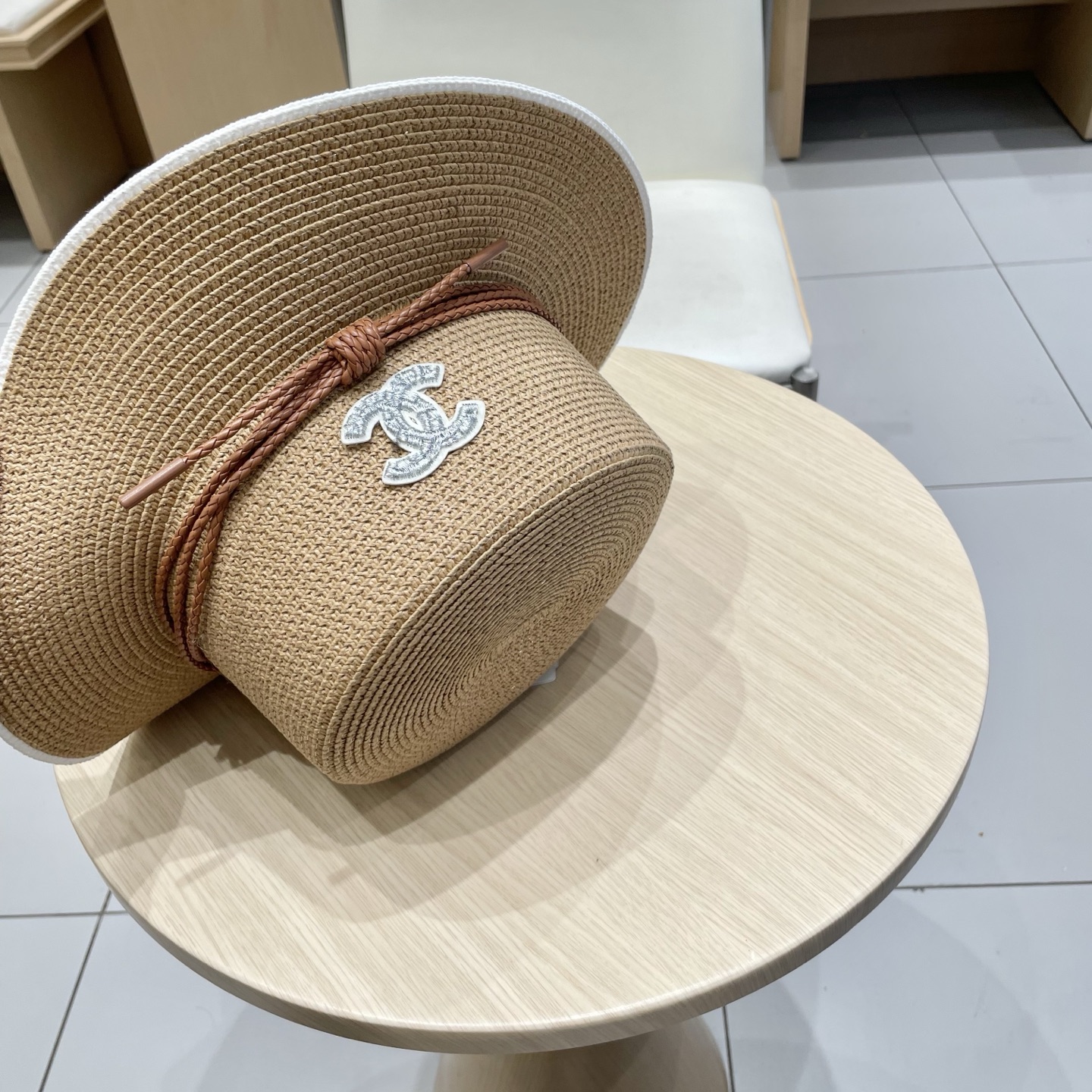  Chanel香奈儿新款草帽，平顶名媛风遮阳帽，头围57cm