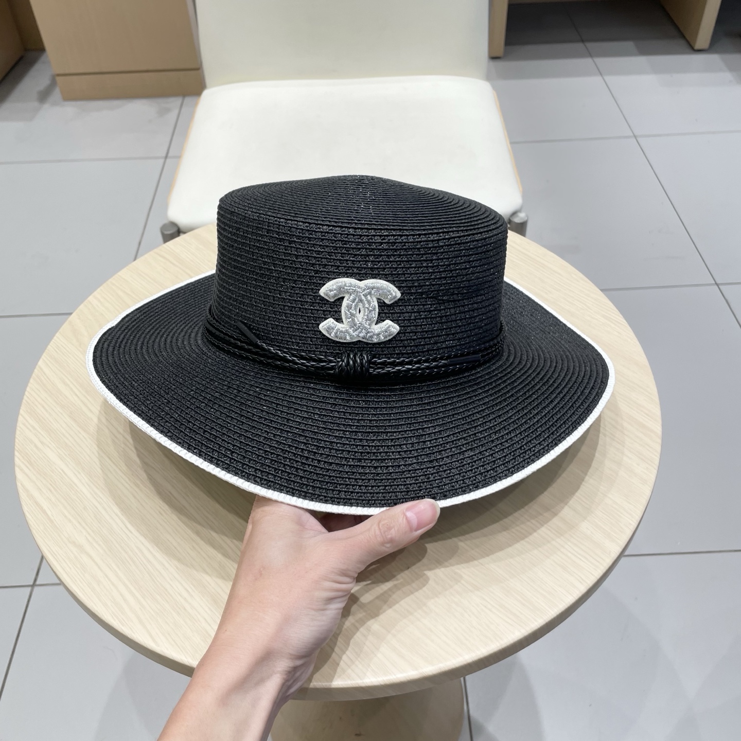  Chanel香奈儿新款草帽，平顶名媛风遮阳帽，头围57cm