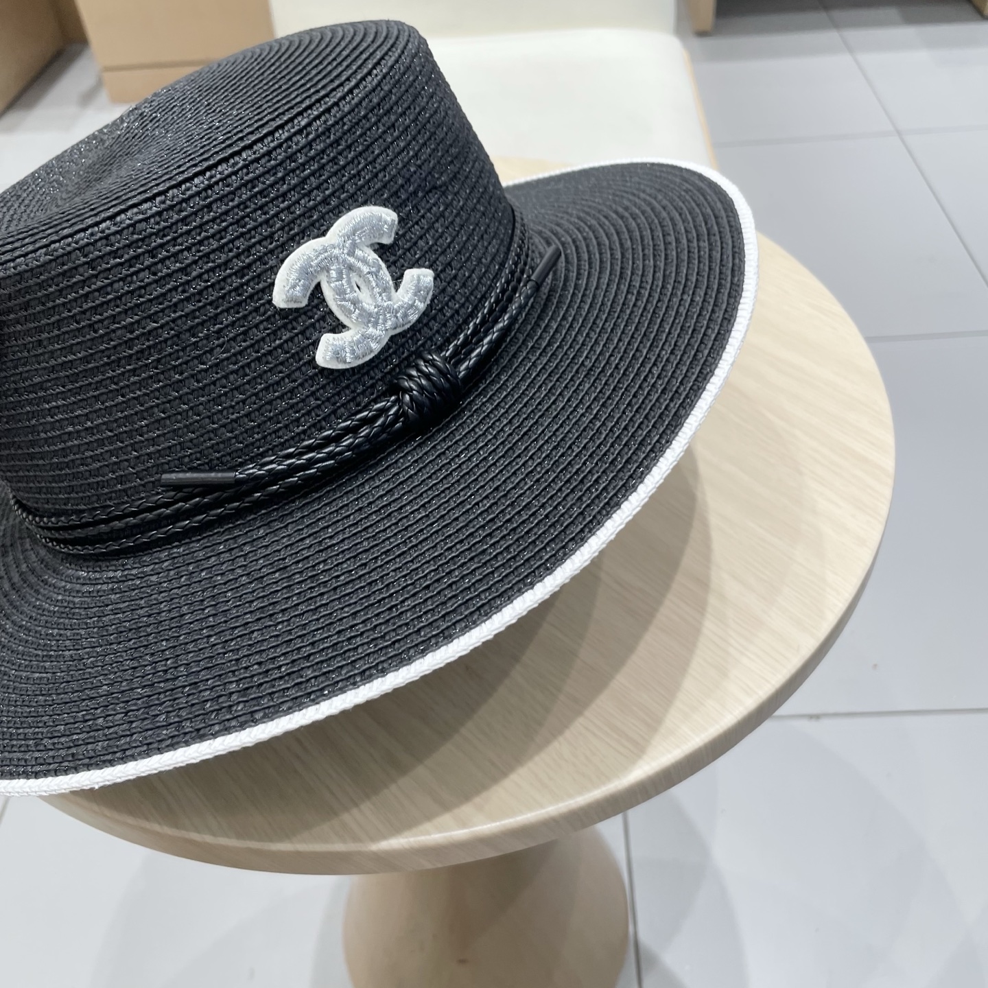  Chanel香奈儿新款草帽，平顶名媛风遮阳帽，头围57cm