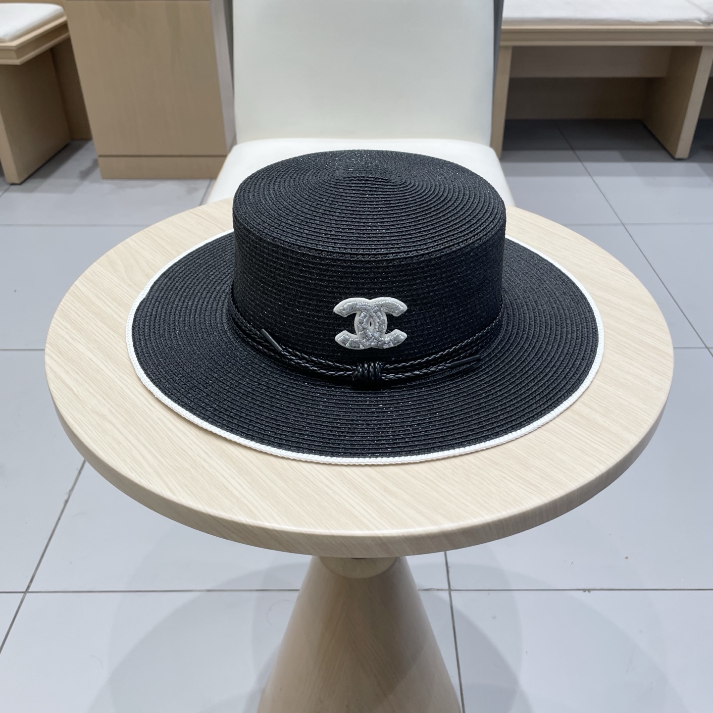  Chanel香奈儿新款草帽，平顶名媛风遮阳帽，头围57cm