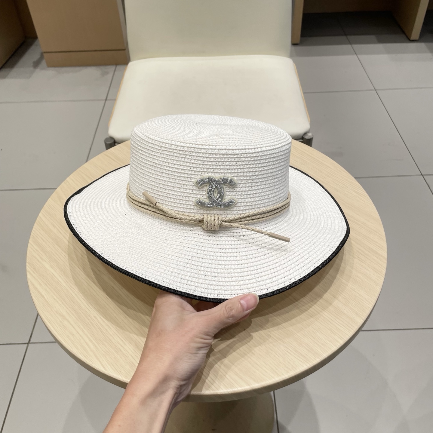  Chanel香奈儿新款草帽，平顶名媛风遮阳帽，头围57cm
