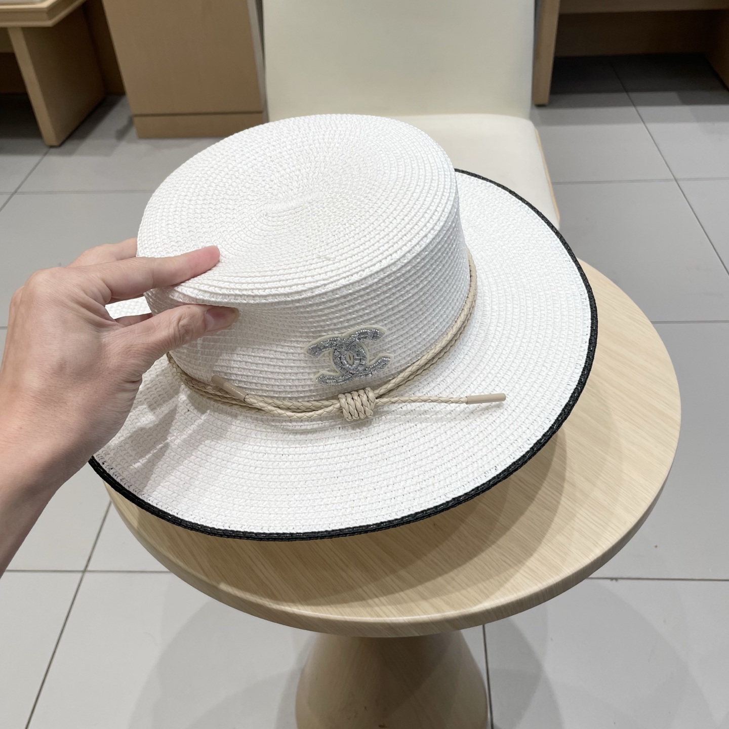  Chanel香奈儿新款草帽，平顶名媛风遮阳帽，头围57cm