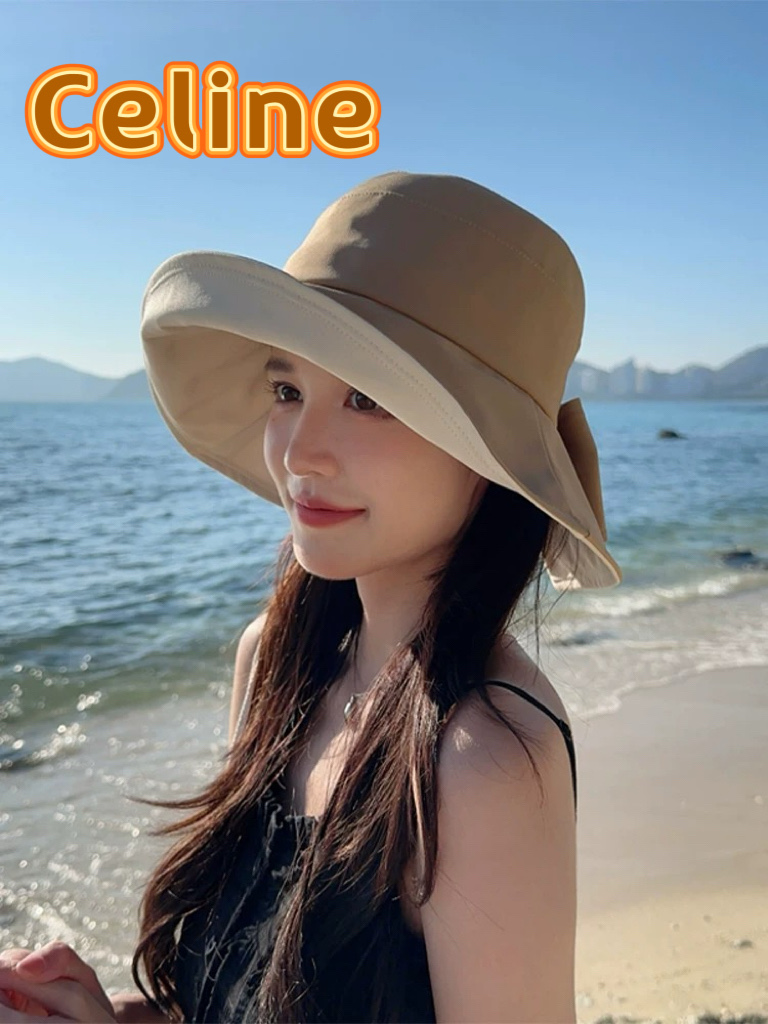  celine塞琳2025新款春户外遮阳帽防晒女百搭潮流夏季渔夫帽赫本风帽子蝴蝶结