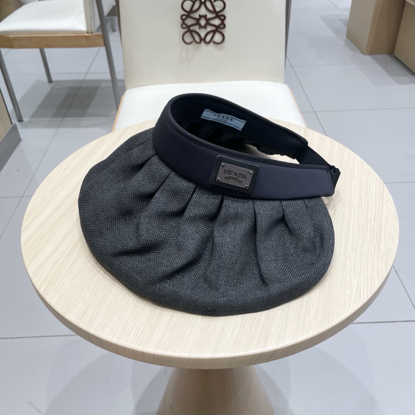  PRADA普拉达大帽檐贝壳帽夏季双层防晒帽空顶帽可折叠遮阳帽出游草帽女