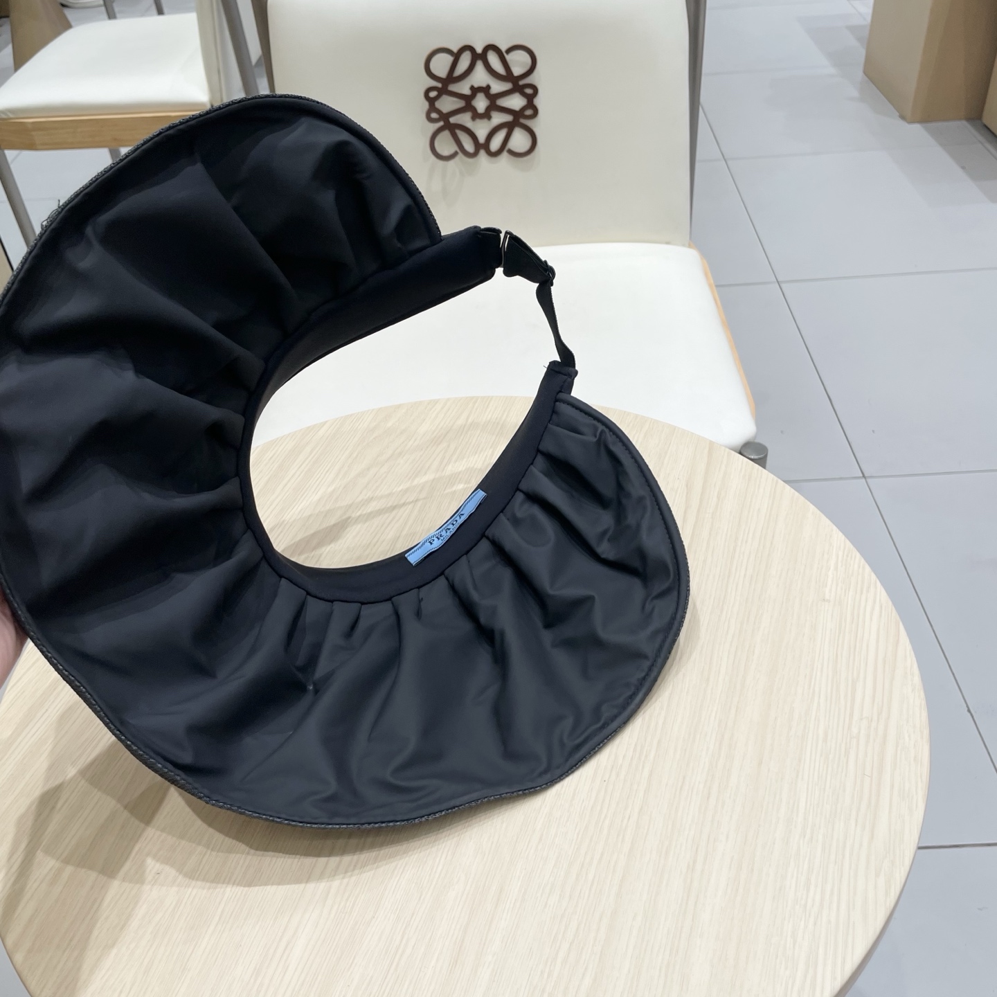  PRADA普拉达大帽檐贝壳帽夏季双层防晒帽空顶帽可折叠遮阳帽出游草帽女