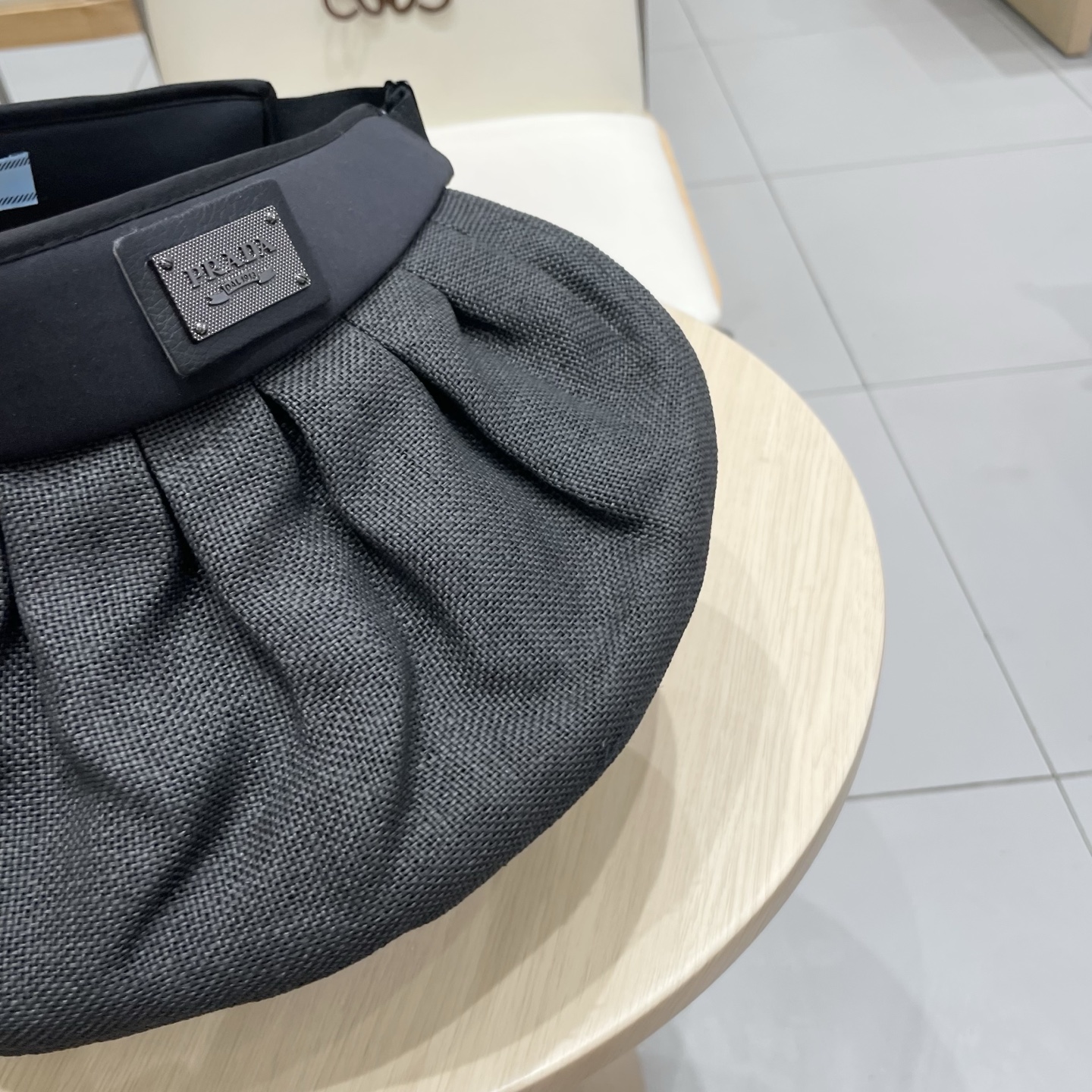  PRADA普拉达大帽檐贝壳帽夏季双层防晒帽空顶帽可折叠遮阳帽出游草帽女