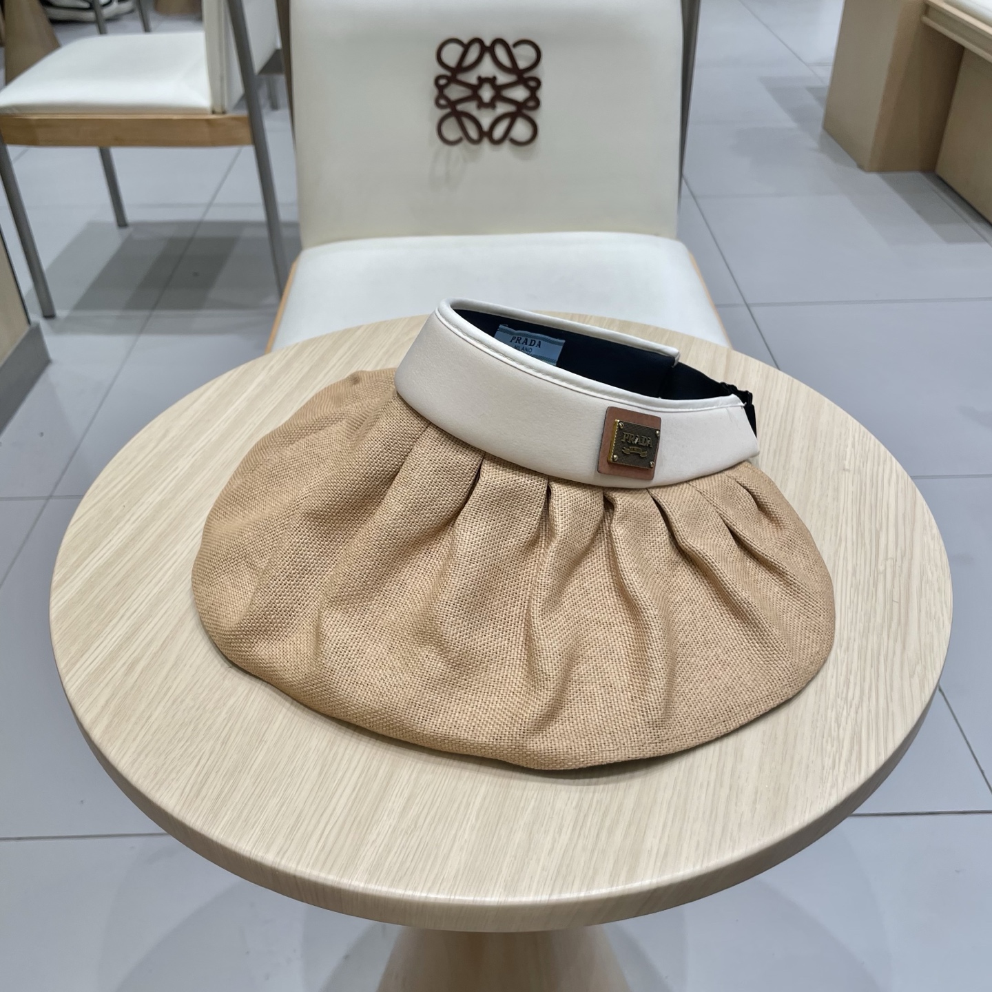  PRADA普拉达大帽檐贝壳帽夏季双层防晒帽空顶帽可折叠遮阳帽出游草帽女