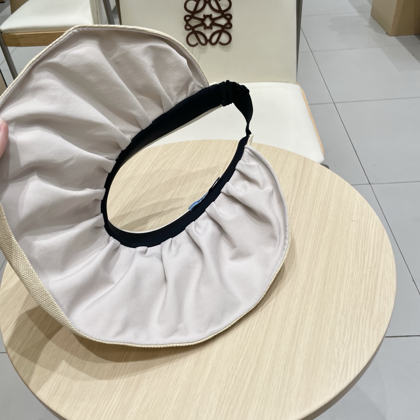  PRADA普拉达大帽檐贝壳帽夏季双层防晒帽空顶帽可折叠遮阳帽出游草帽女