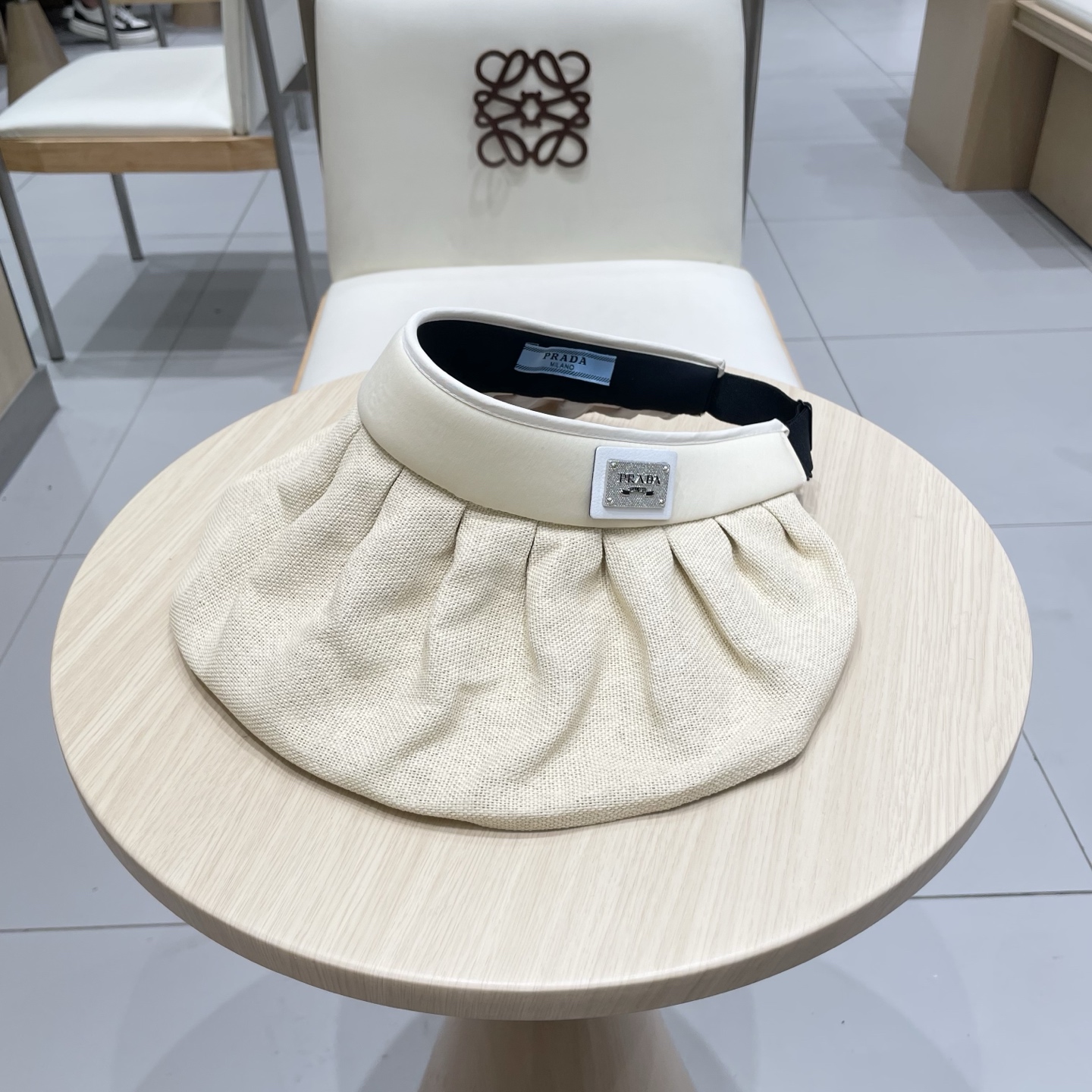  PRADA普拉达大帽檐贝壳帽夏季双层防晒帽空顶帽可折叠遮阳帽出游草帽女