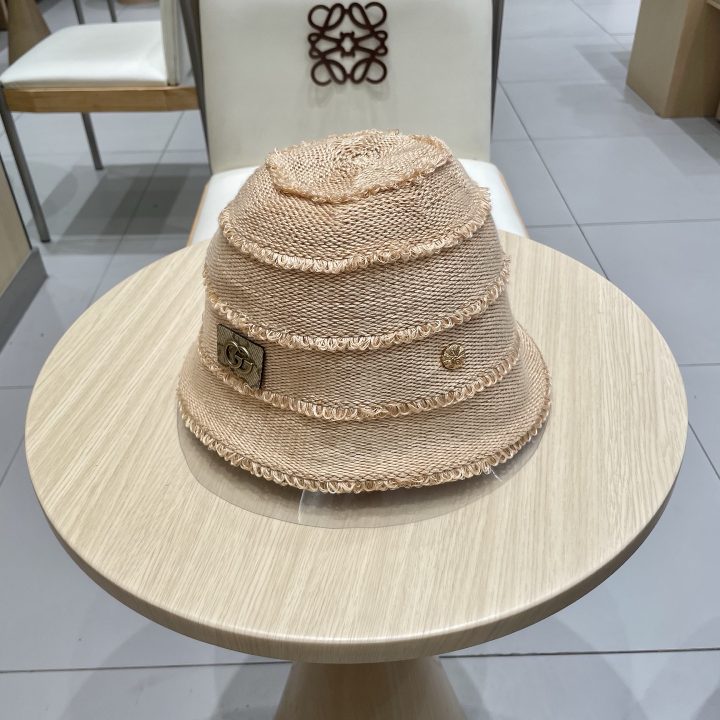  gucci古奇条纹渔夫帽女春夏季大帽檐遮阳防晒水桶帽子显脸小百搭盆帽潮