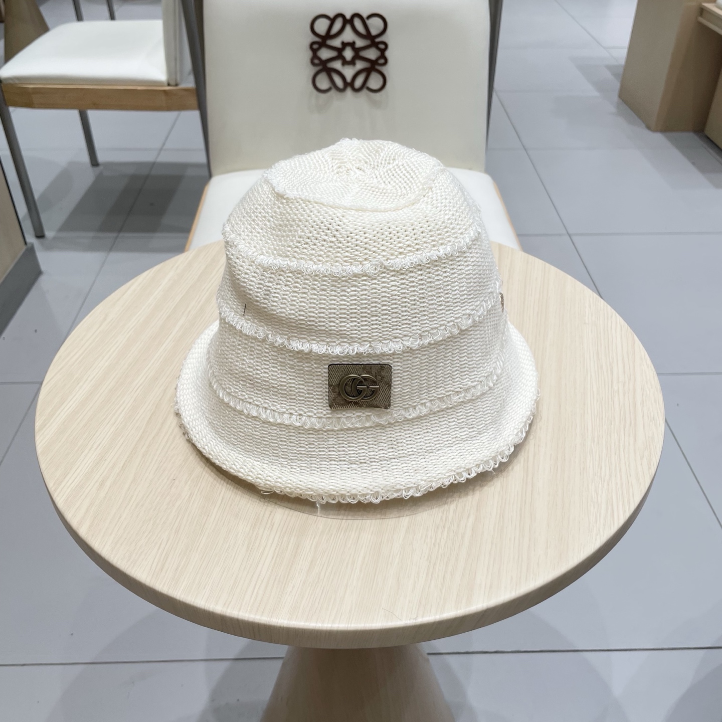  gucci古奇条纹渔夫帽女春夏季大帽檐遮阳防晒水桶帽子显脸小百搭盆帽潮