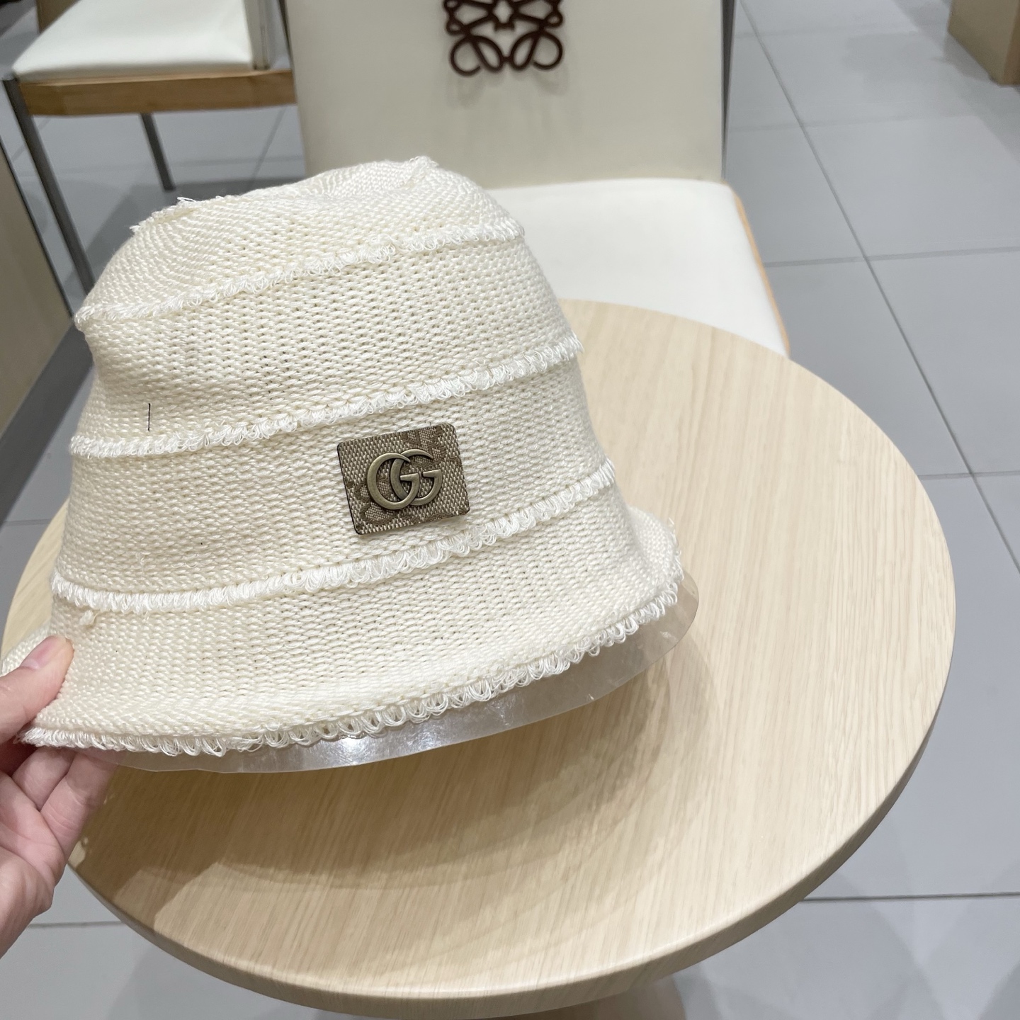  gucci古奇条纹渔夫帽女春夏季大帽檐遮阳防晒水桶帽子显脸小百搭盆帽潮