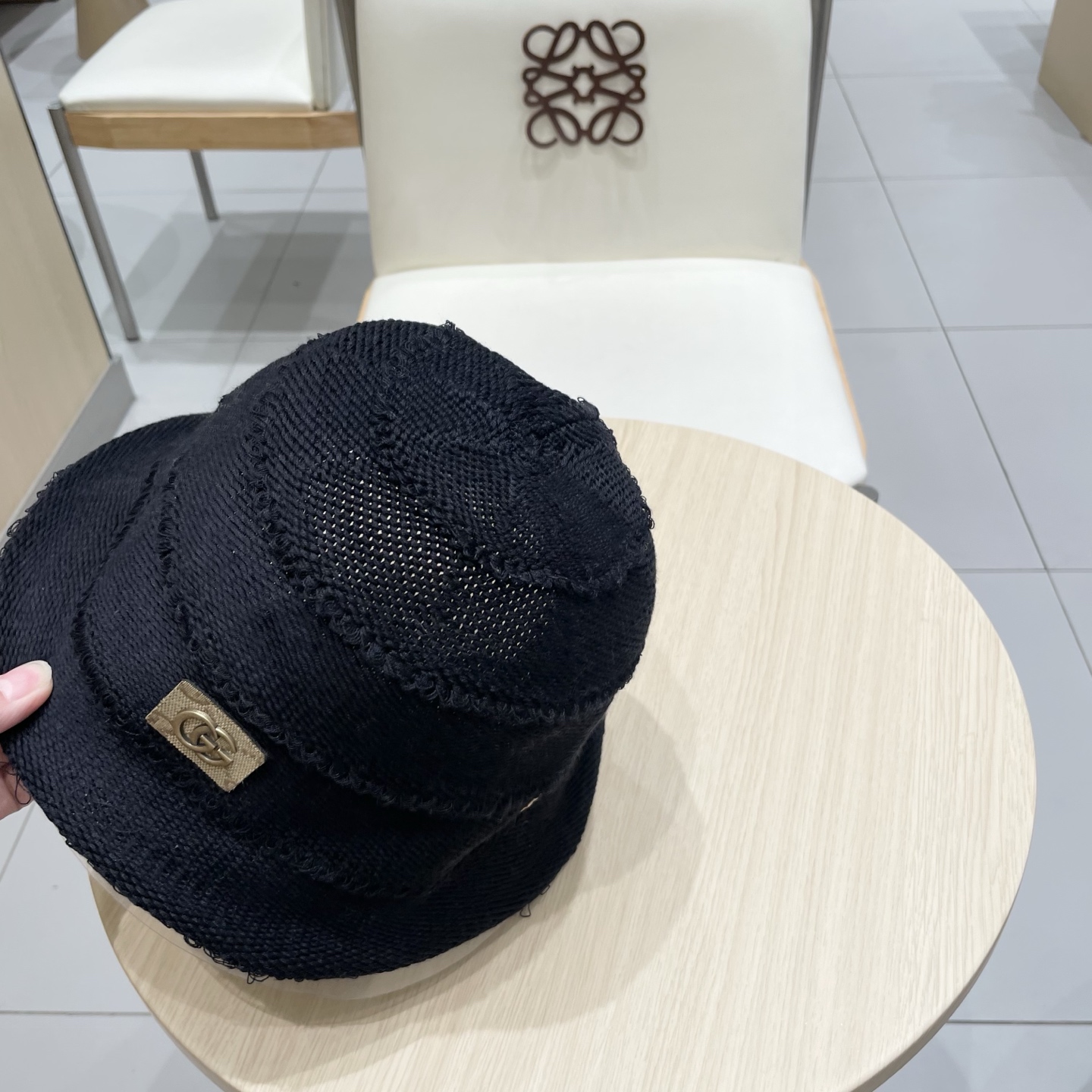  gucci古奇条纹渔夫帽女春夏季大帽檐遮阳防晒水桶帽子显脸小百搭盆帽潮