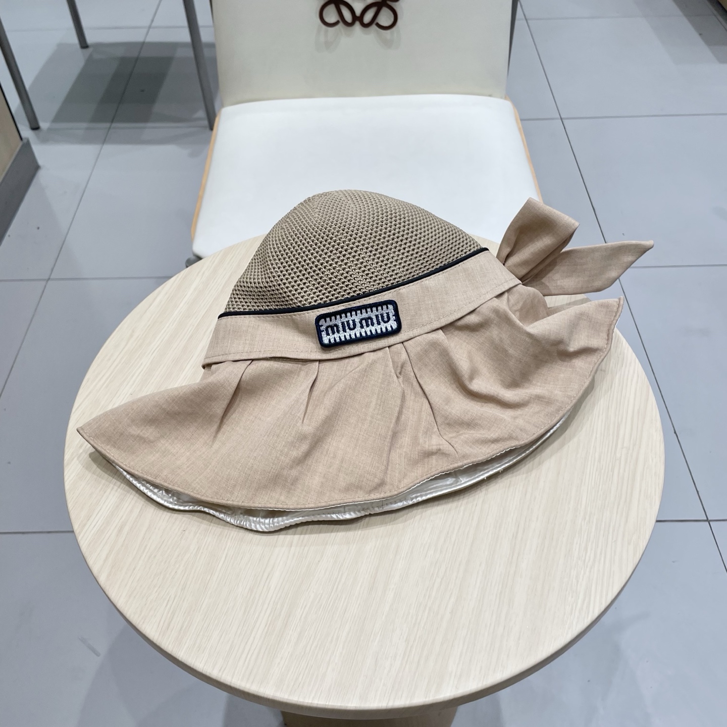  缪缪miumiu遮阳帽2025春夏天新款拼接大沿黑胶防晒帽女休闲百搭韩国太阳帽子