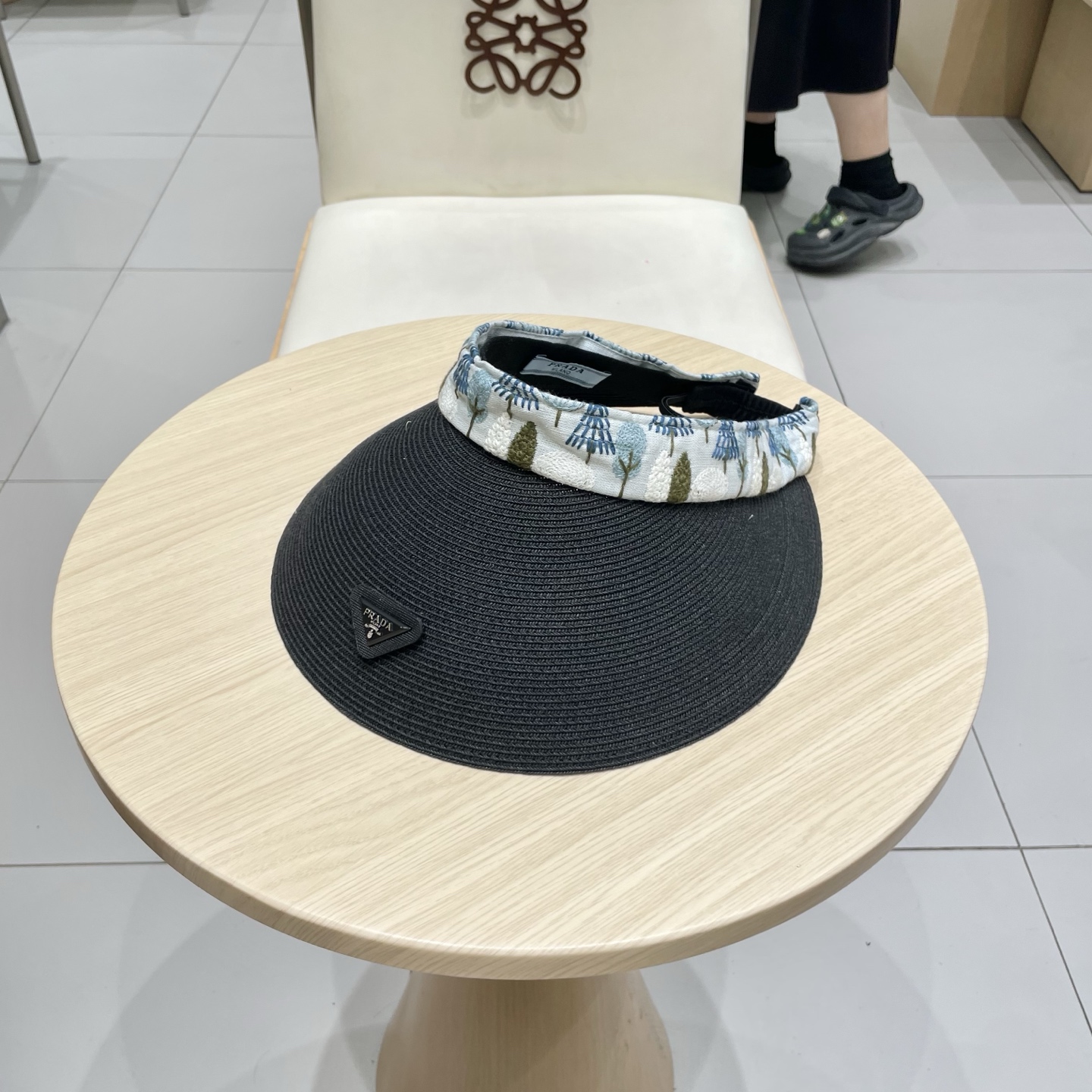  Prada普拉达女士款春夏遮阳纸草空顶帽大帽檐遮阳防晒可折叠扎马尾百搭显脸小
