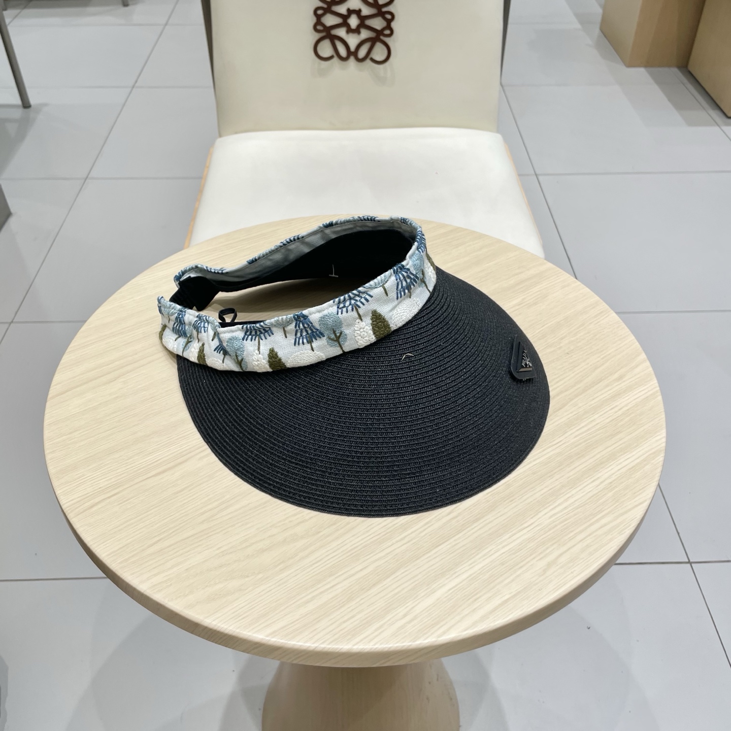  Prada普拉达女士款春夏遮阳纸草空顶帽大帽檐遮阳防晒可折叠扎马尾百搭显脸小