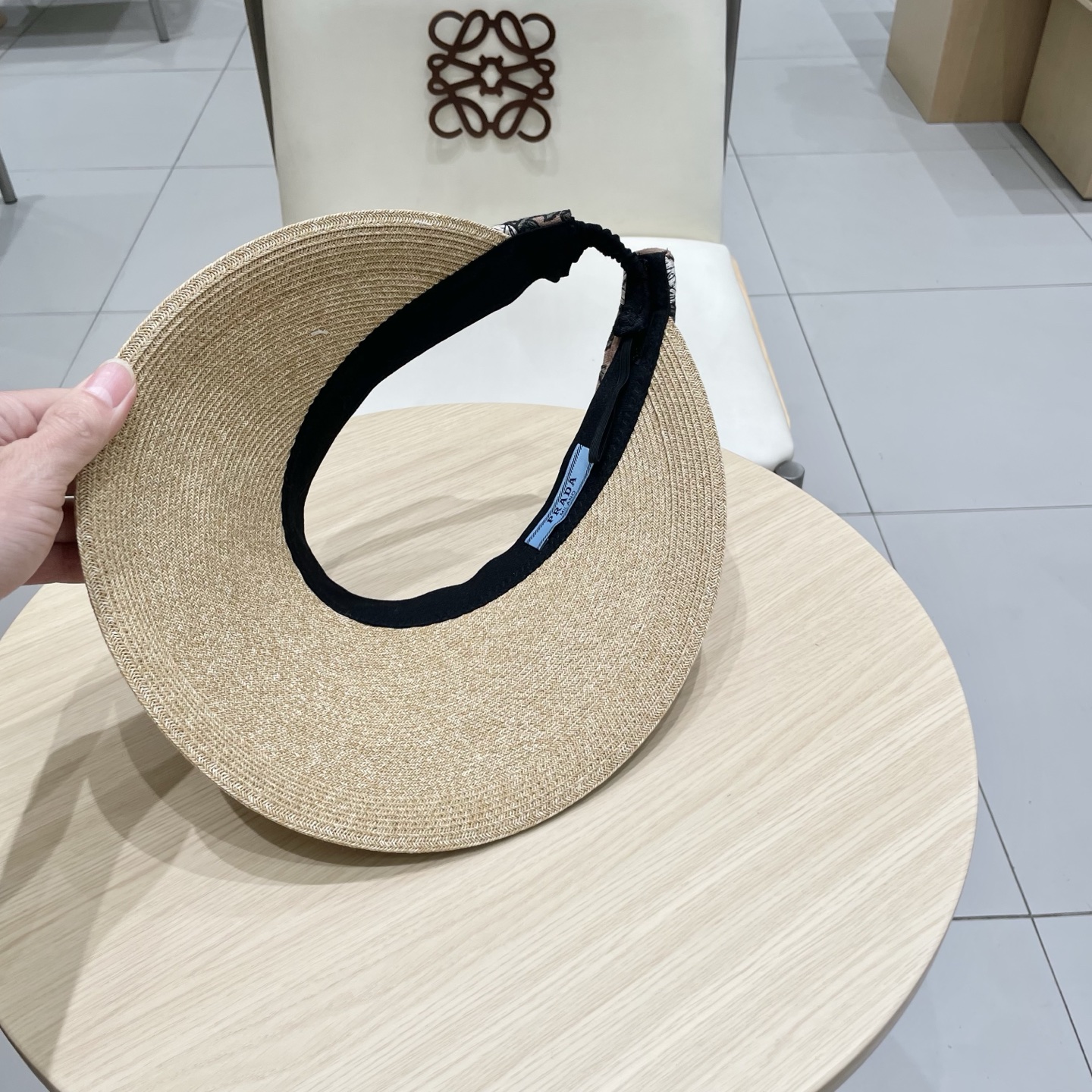  Prada普拉达女士款春夏遮阳纸草空顶帽大帽檐遮阳防晒可折叠扎马尾百搭显脸小